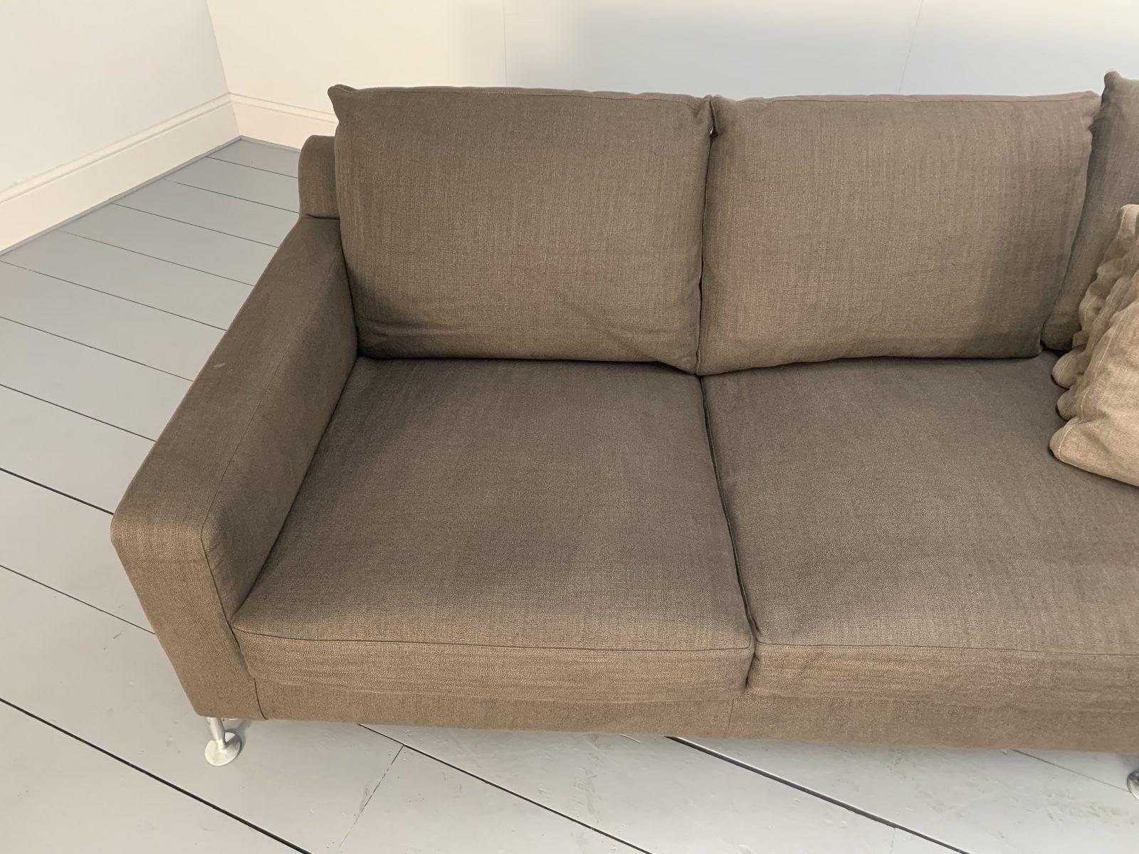 Contemporary B&B Italia “Harry HL375” 5-Seat Sofa in Dark Brown Linen For Sale