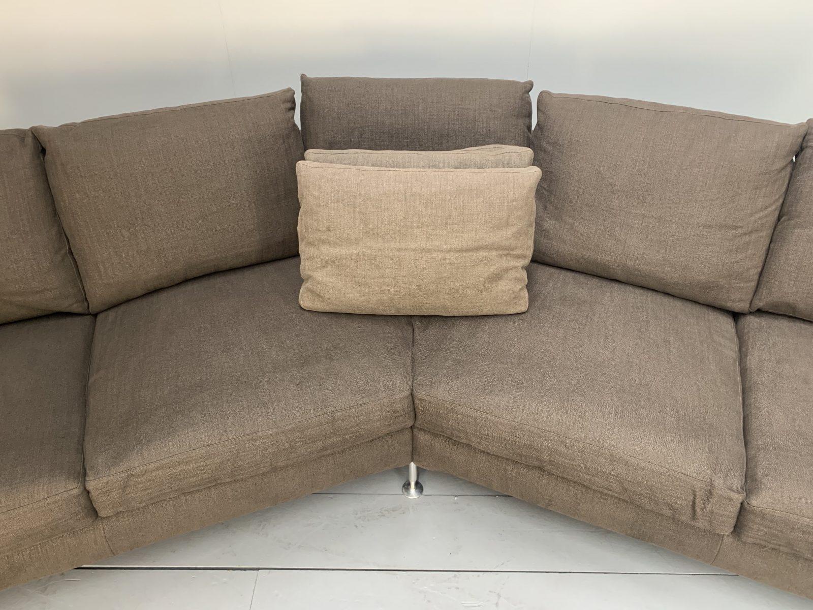 B&B Italia “Harry HL375” 5-Seat Sofa in Dark Brown Linen For Sale 1