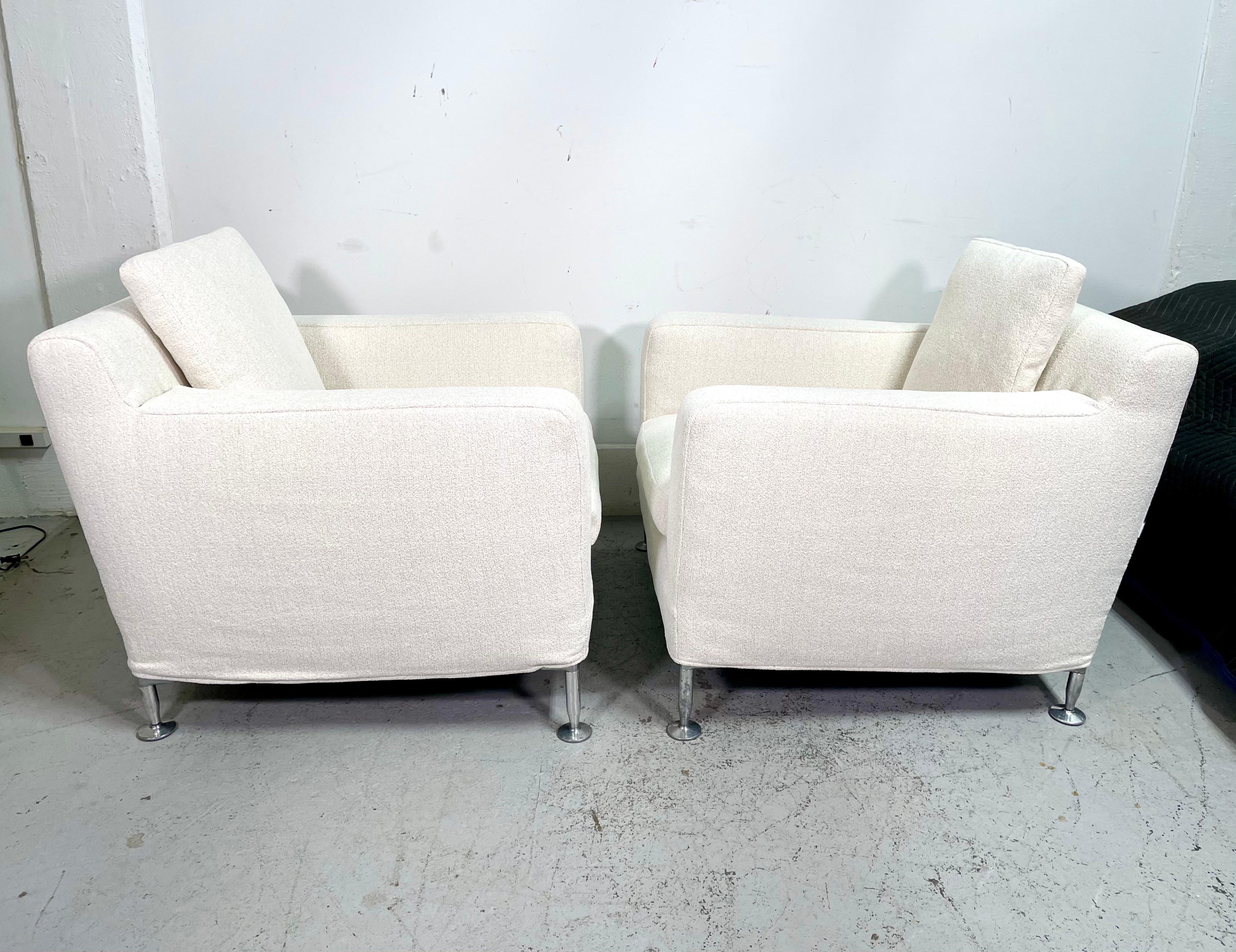 Modern B&B Italia Harry Lounge Chairs Designed by Antonio Citterio White Boucle