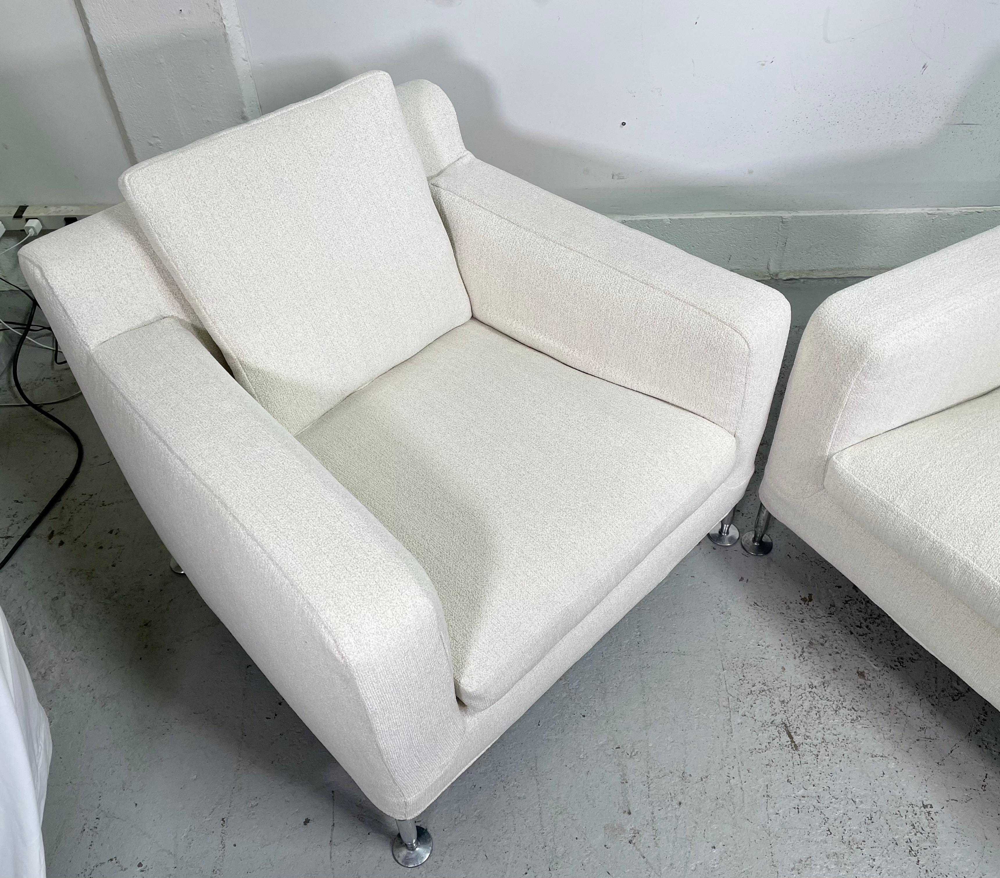 Italian B&B Italia Harry Lounge Chairs Designed by Antonio Citterio White Boucle