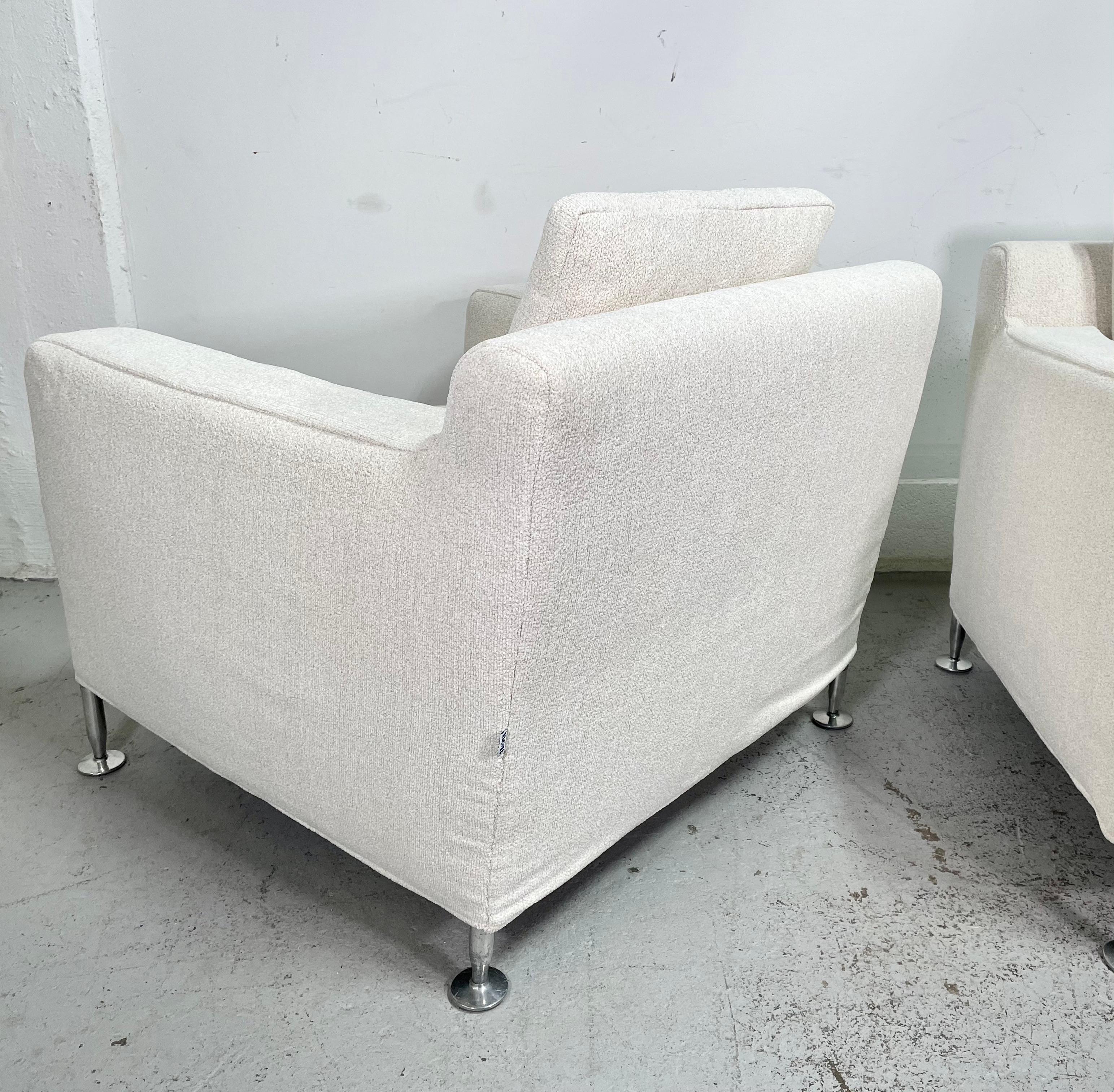 B&B Italia Harry Lounge Chairs Designed by Antonio Citterio White Boucle 2