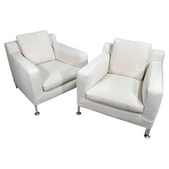 B&B Italia Harry Lounge Chairs Designed by Antonio Citterio White Boucle