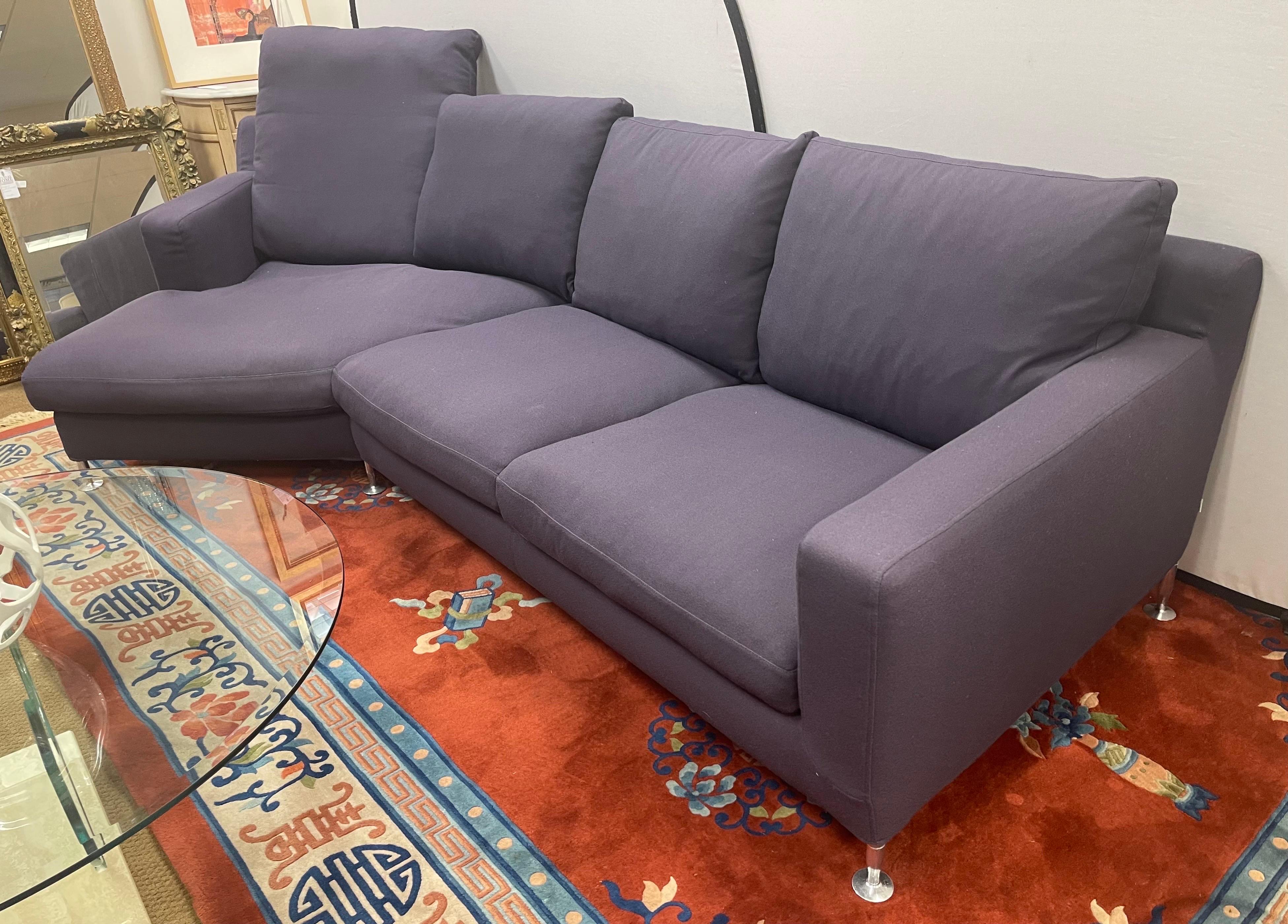 The Harry two piece sectional sofa from B&B Italia, made in Italy and designed by the great Antonio Citterio. Why not own an iconic piece of design history. Measures 10 feet wide and all dimension are above. The chaise depth is 55