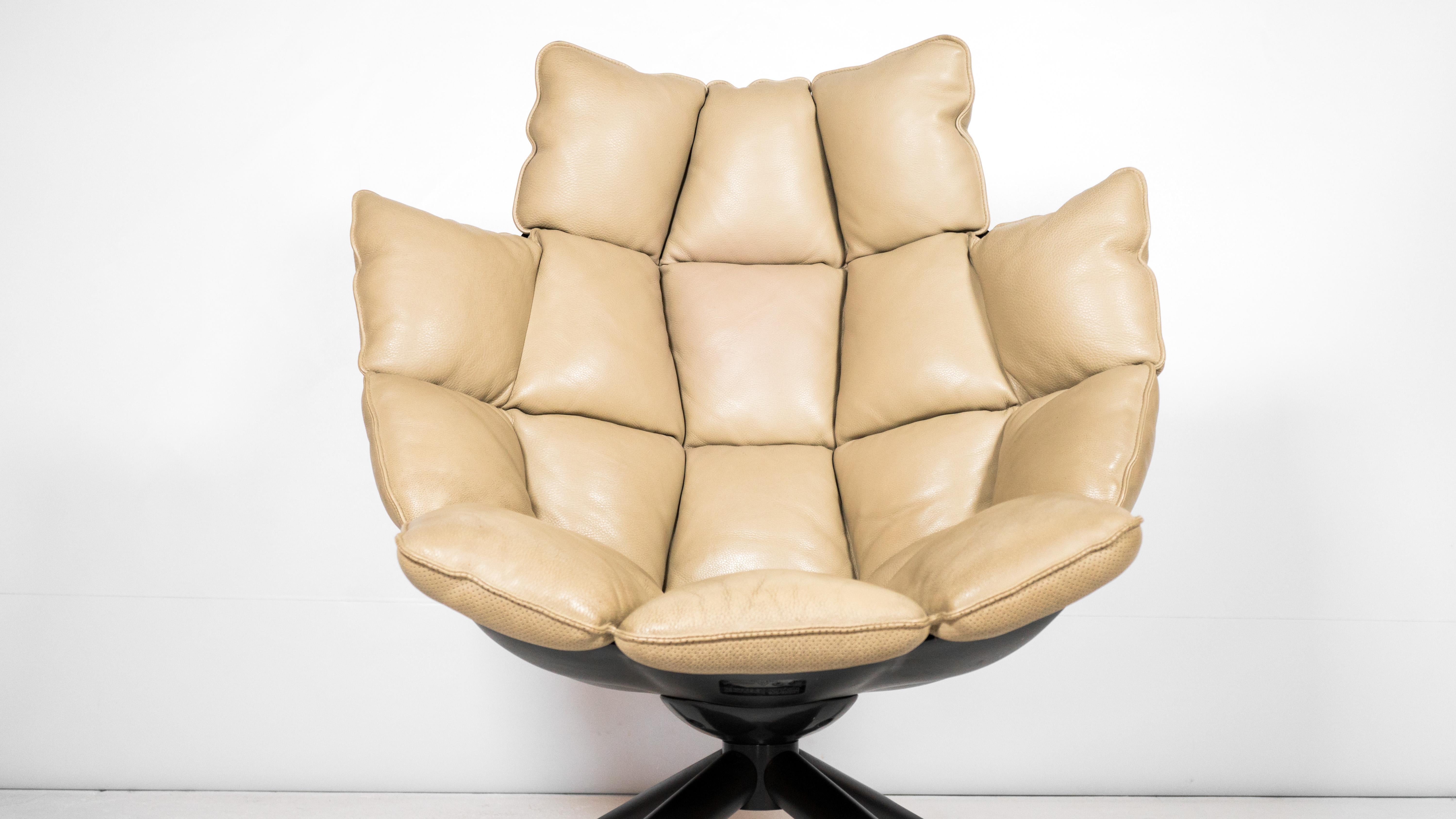 Mid-Century Modern B&B Italia Husk Leather Lounge Chair by Patricia Urquiola For Sale