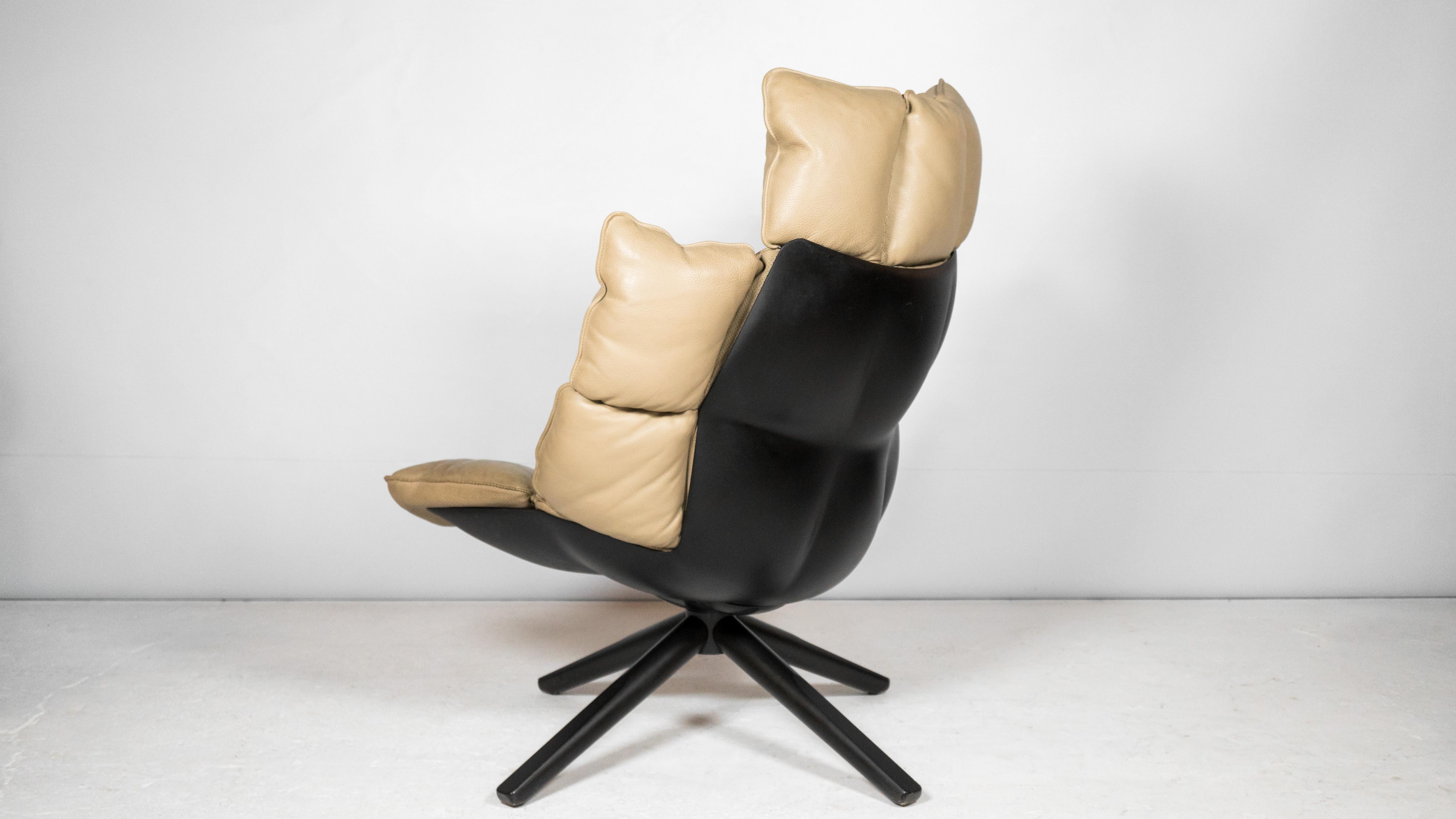 B&B Italia Husk Leather Lounge Chair by Patricia Urquiola For Sale 3