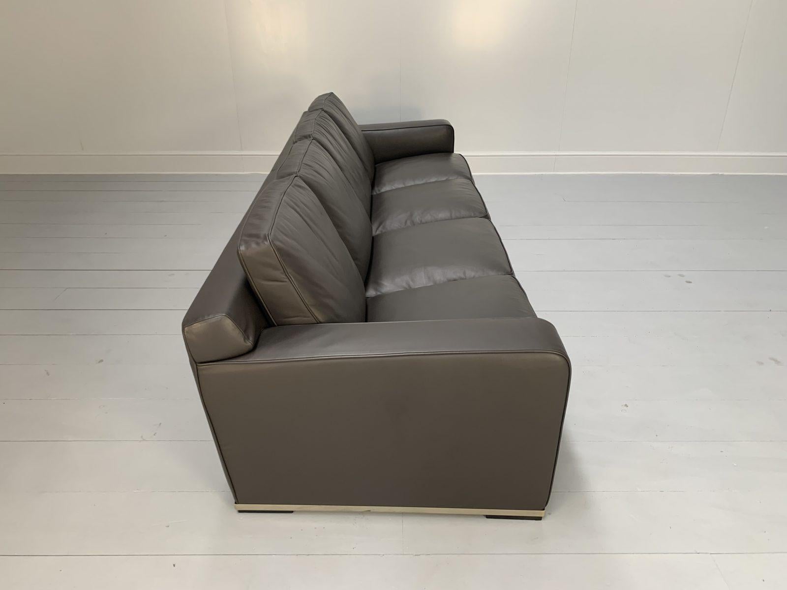 B&B Italia “Imprimateur Apta” 4-Seat Sofa in Dark Grey “Gamma” Leather For Sale 4