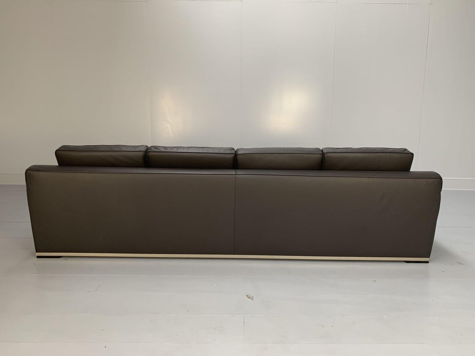 Contemporary B&B Italia “Imprimateur Apta” 4-Seat Sofa in Dark Grey “Gamma” Leather For Sale