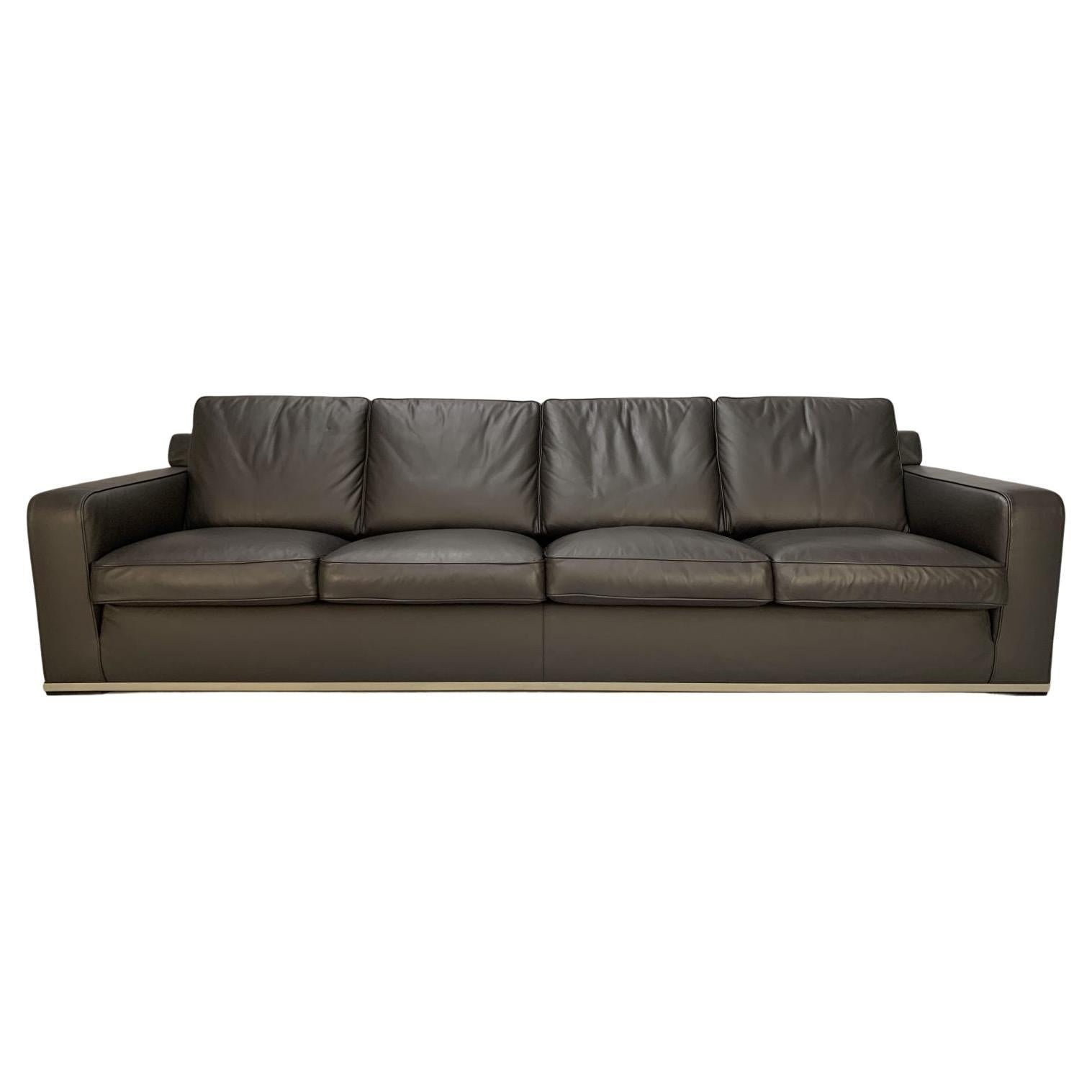 B&B Italia “Imprimateur Apta” 4-Seat Sofa in Dark Grey “Gamma” Leather