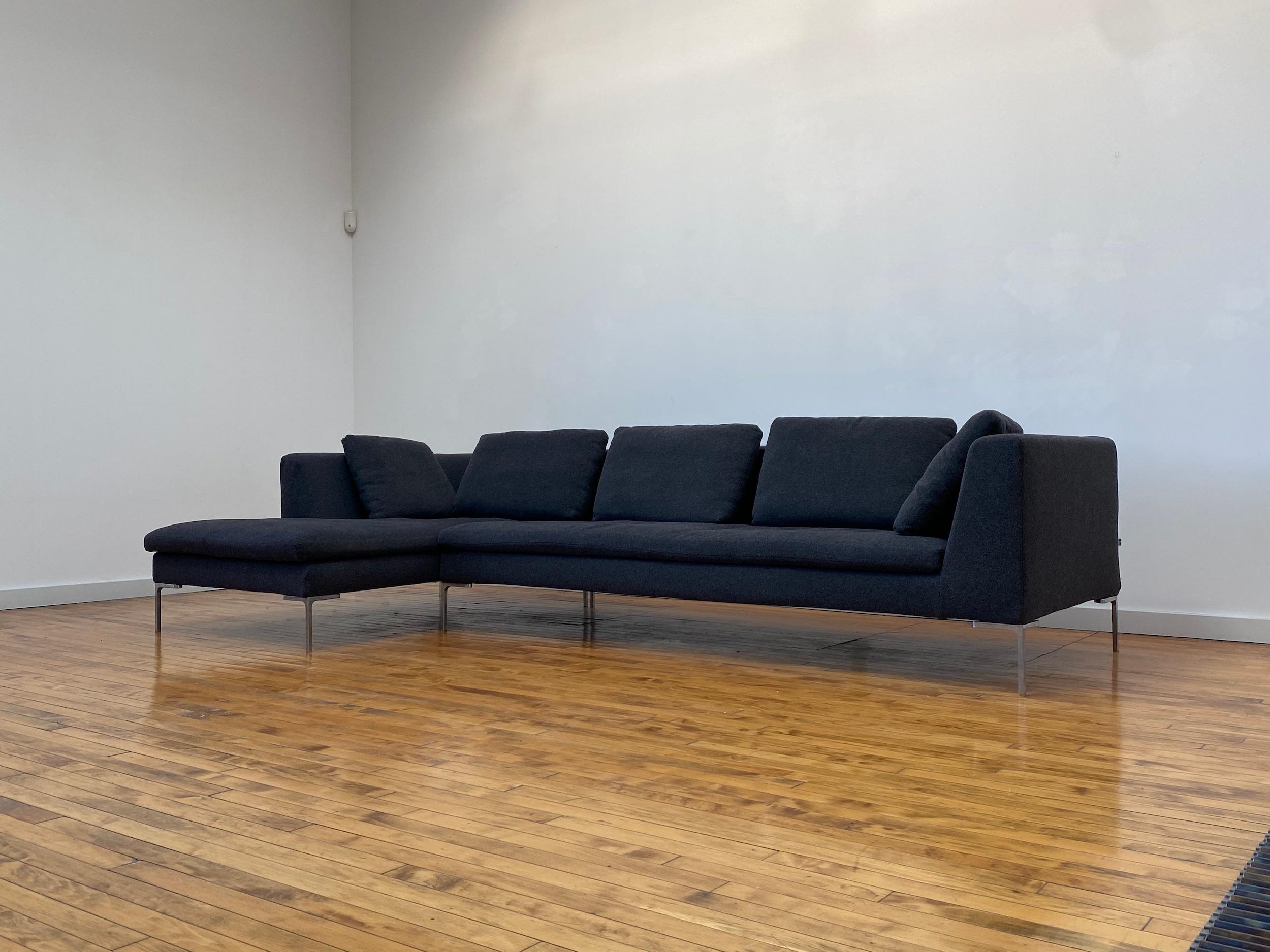 blue tweed sofa