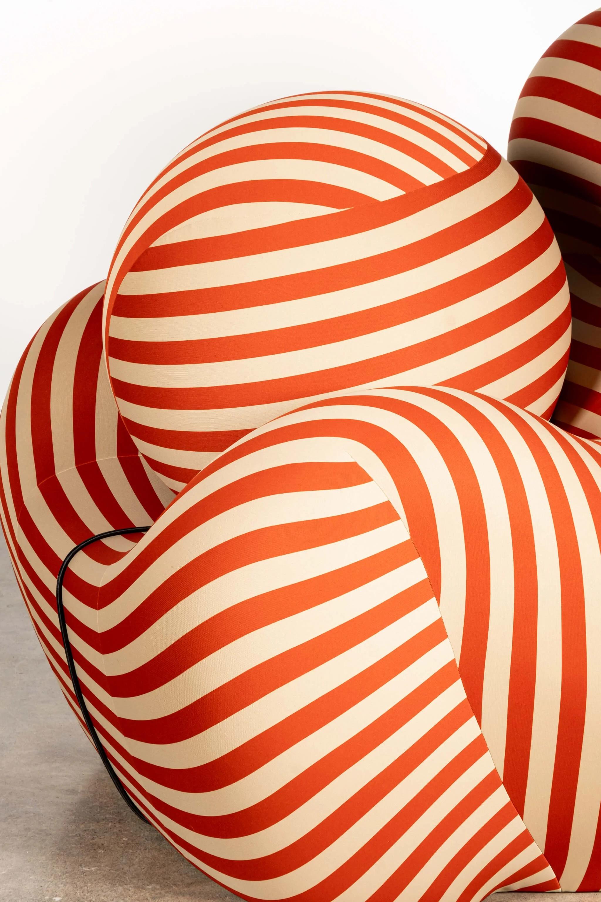 B&B Italia 'La Mamma' Up 5/6 Lounge Chair & Ottoman, Red Stripe by Gaetano Pesce For Sale 3