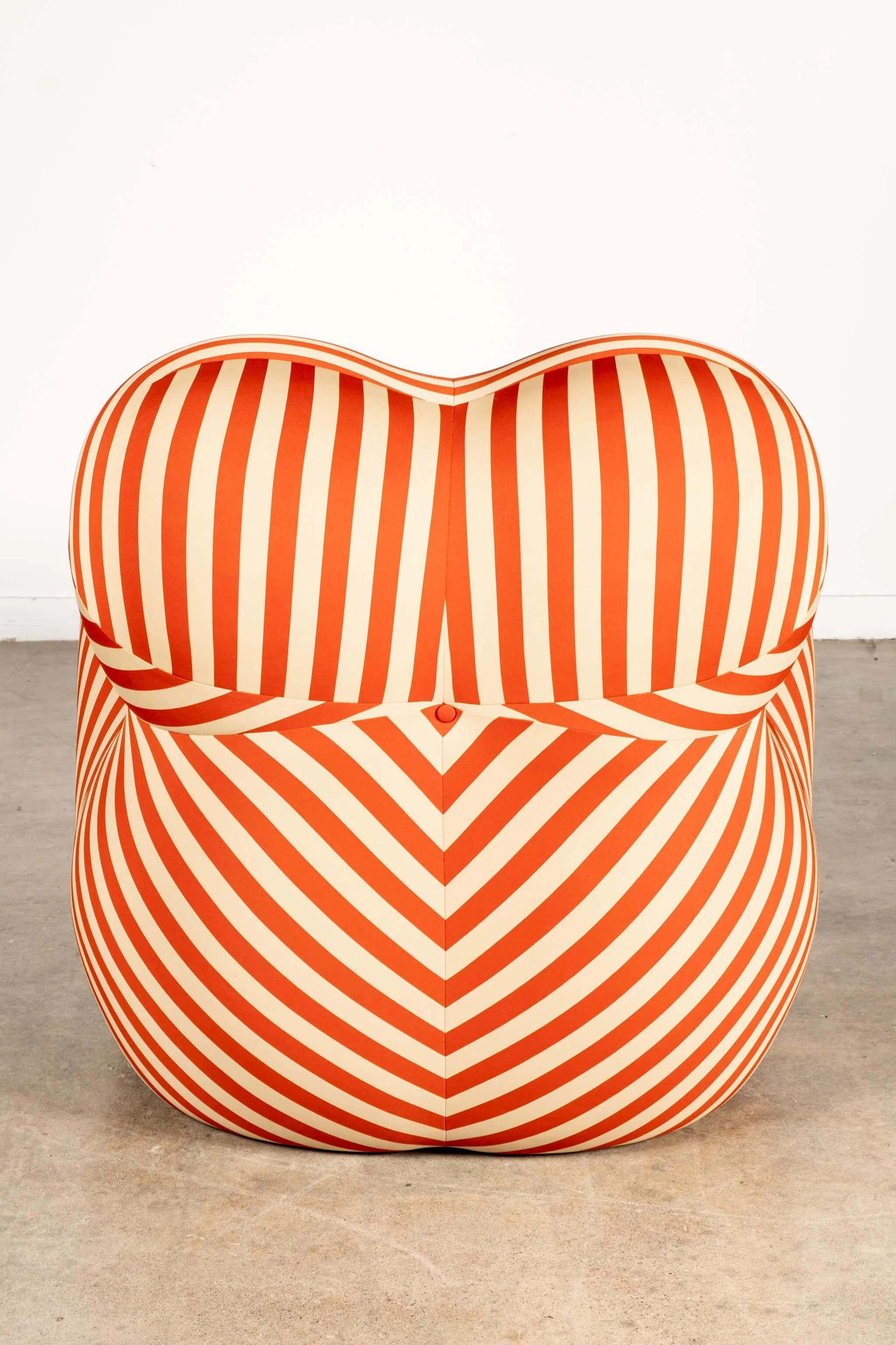 B&B Italia 'La Mamma' Up 5/6 Lounge Chair & Ottoman, Red Stripe by Gaetano Pesce For Sale 4