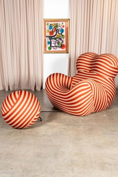 B&B Italia 'La Mamma' Up 5/6 Lounge Chair & Ottoman, Red Stripe by Gaetano Pesce
