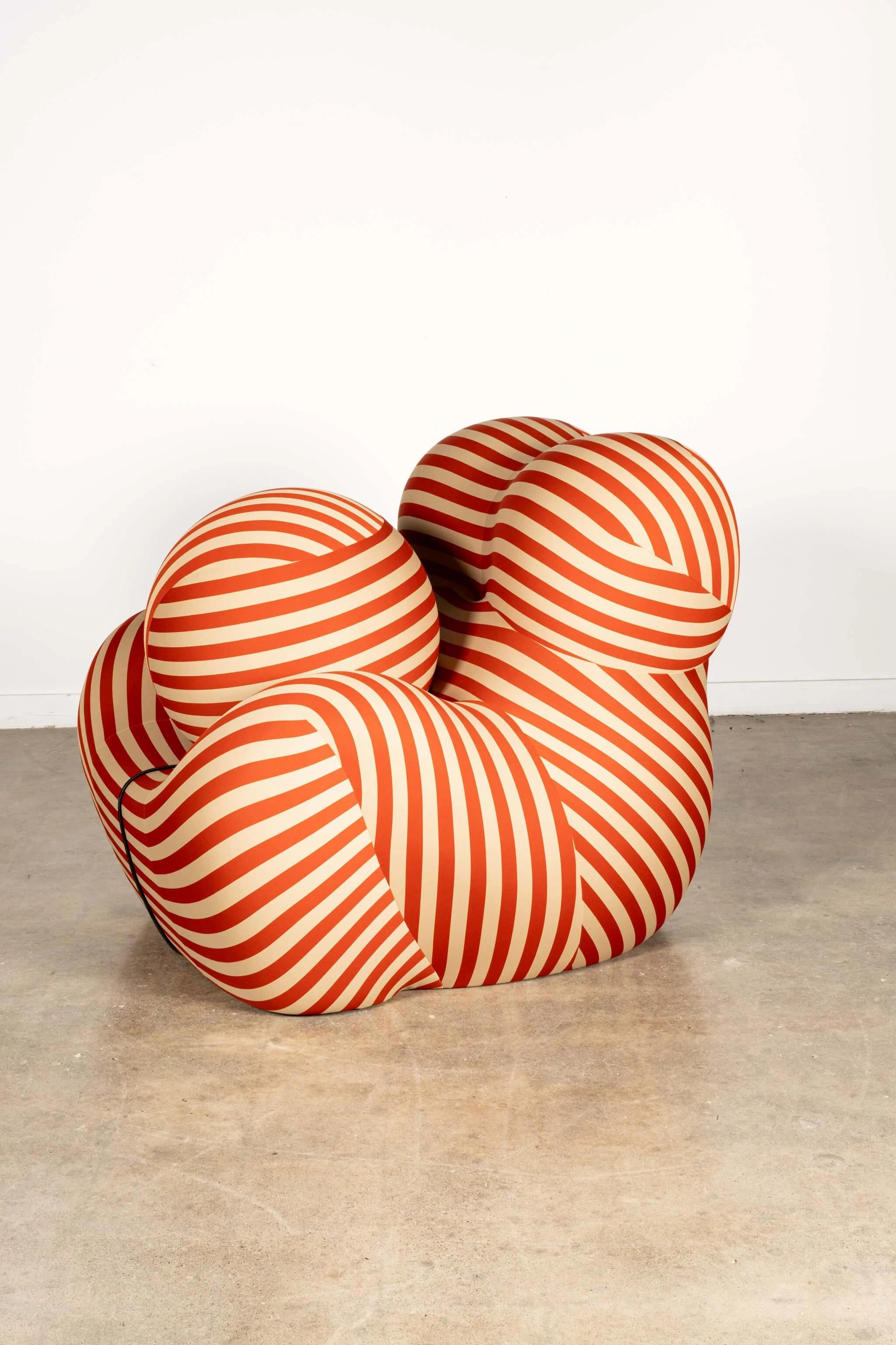 Post-Modern B&B Italia 'La Mamma' Up 5/6 Lounge Chair & Ottoman, Red Stripe by Gaetano Pesce For Sale