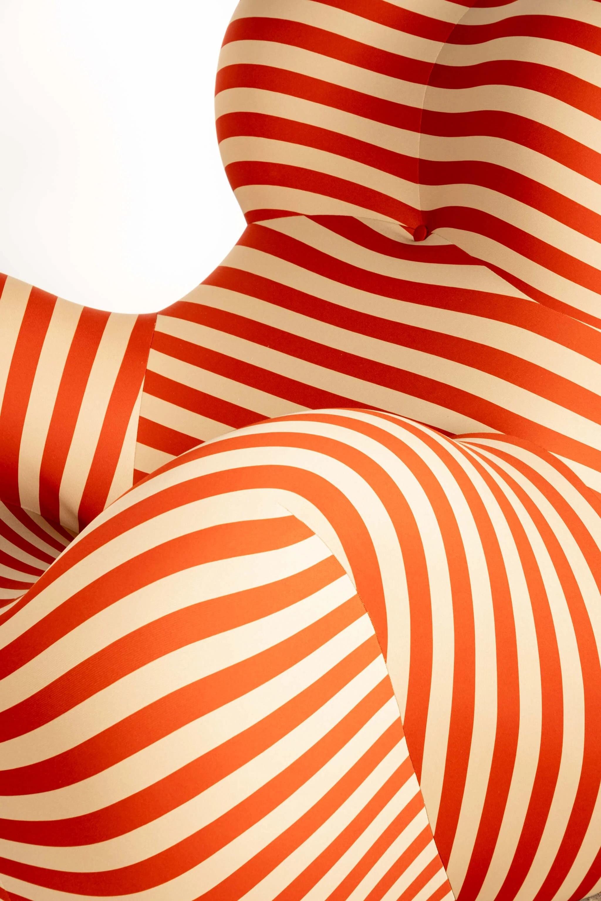 Italian B&B Italia 'La Mamma' Up 5/6 Lounge Chair & Ottoman, Red Stripe by Gaetano Pesce