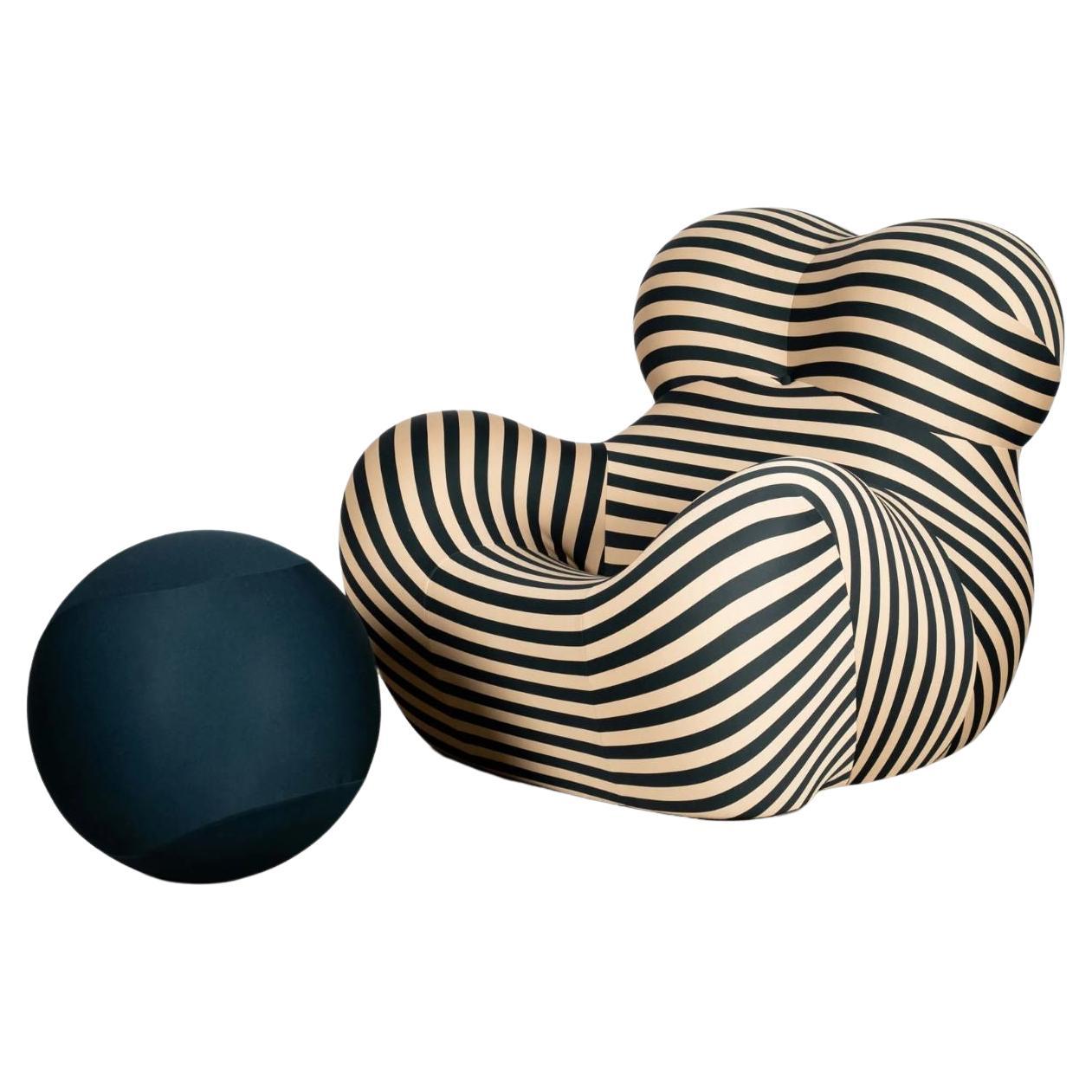 B&B Italia 'La Mamma' Up 5/6 Lounge Chair&Ottoman, Green Stripe de Gaetano Pesce en vente