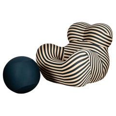 B&B Italia 'La Mamma' Up 5/6 Lounge Chair&Ottoman, Green Stripe by Gaetano Pesce