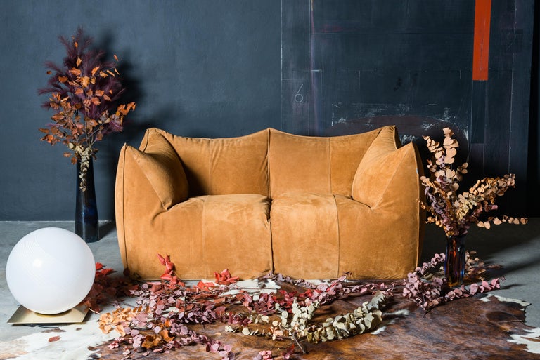 Italian B&B Italia Le Bambole sofa in Suede Leather For Sale