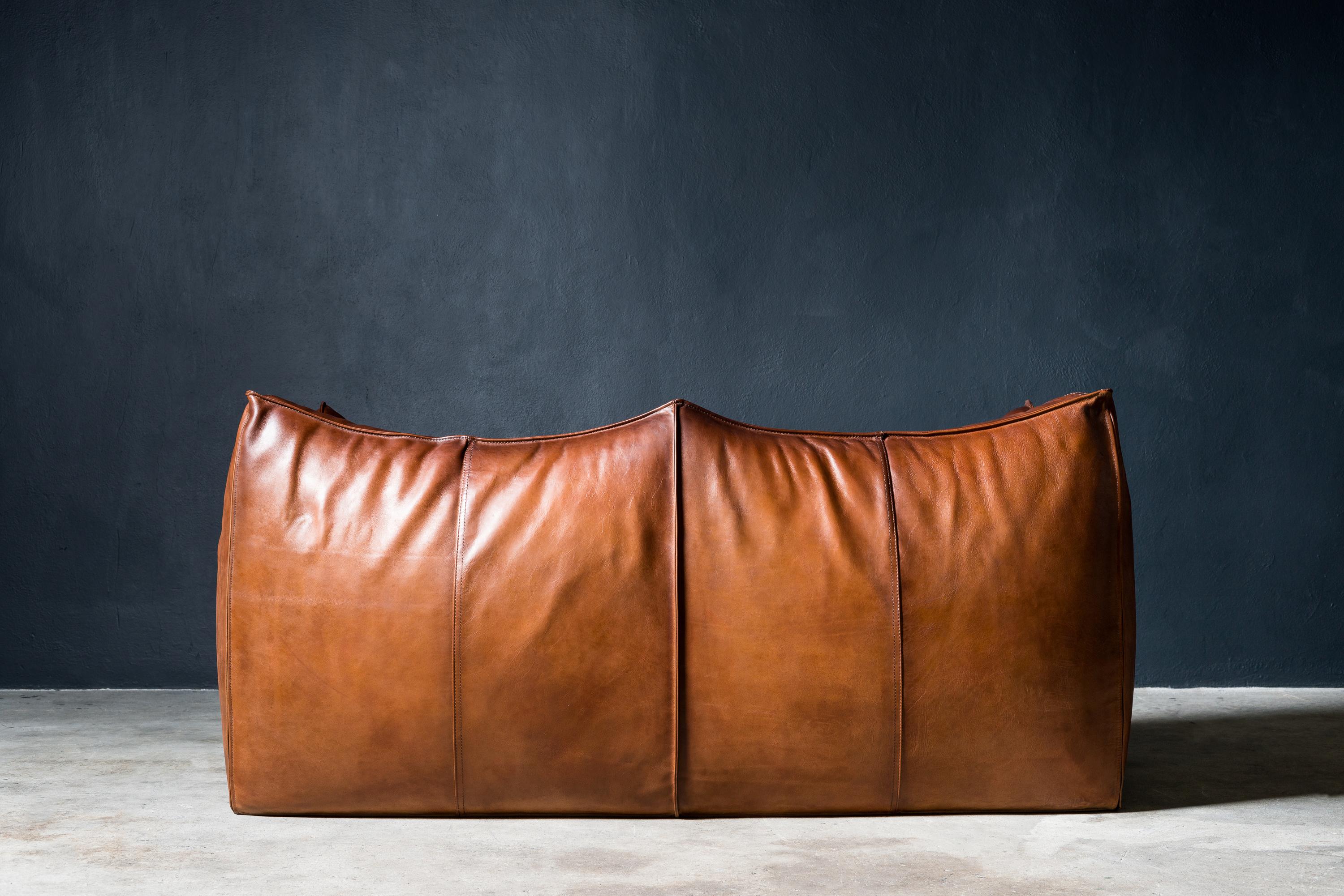 B&B Italia Le Bambole Sofa in Tan Leather In Excellent Condition In Melbourne, VIC