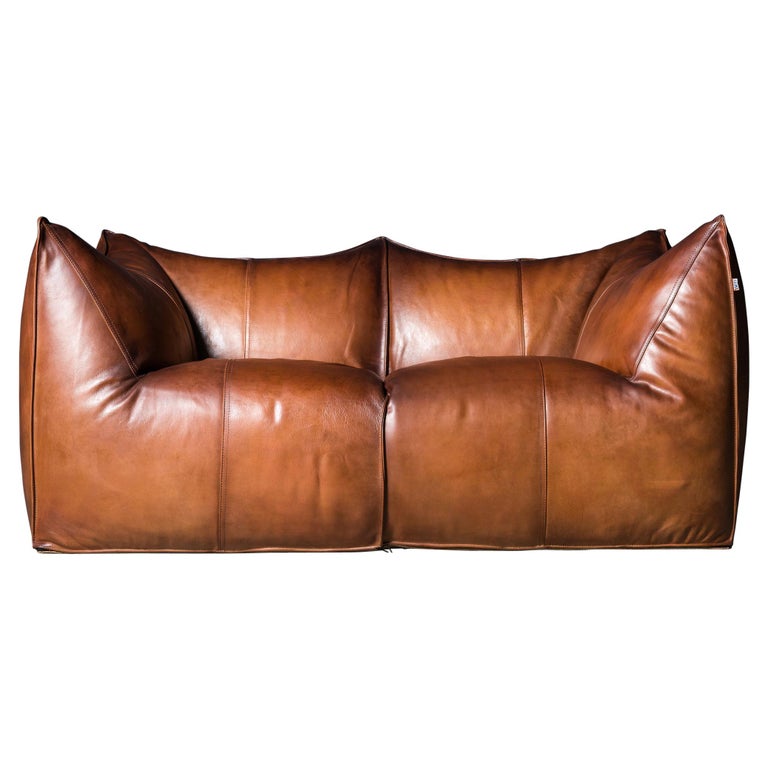 B&B Italia Le Bambole Sofa in Tan Leather For Sale