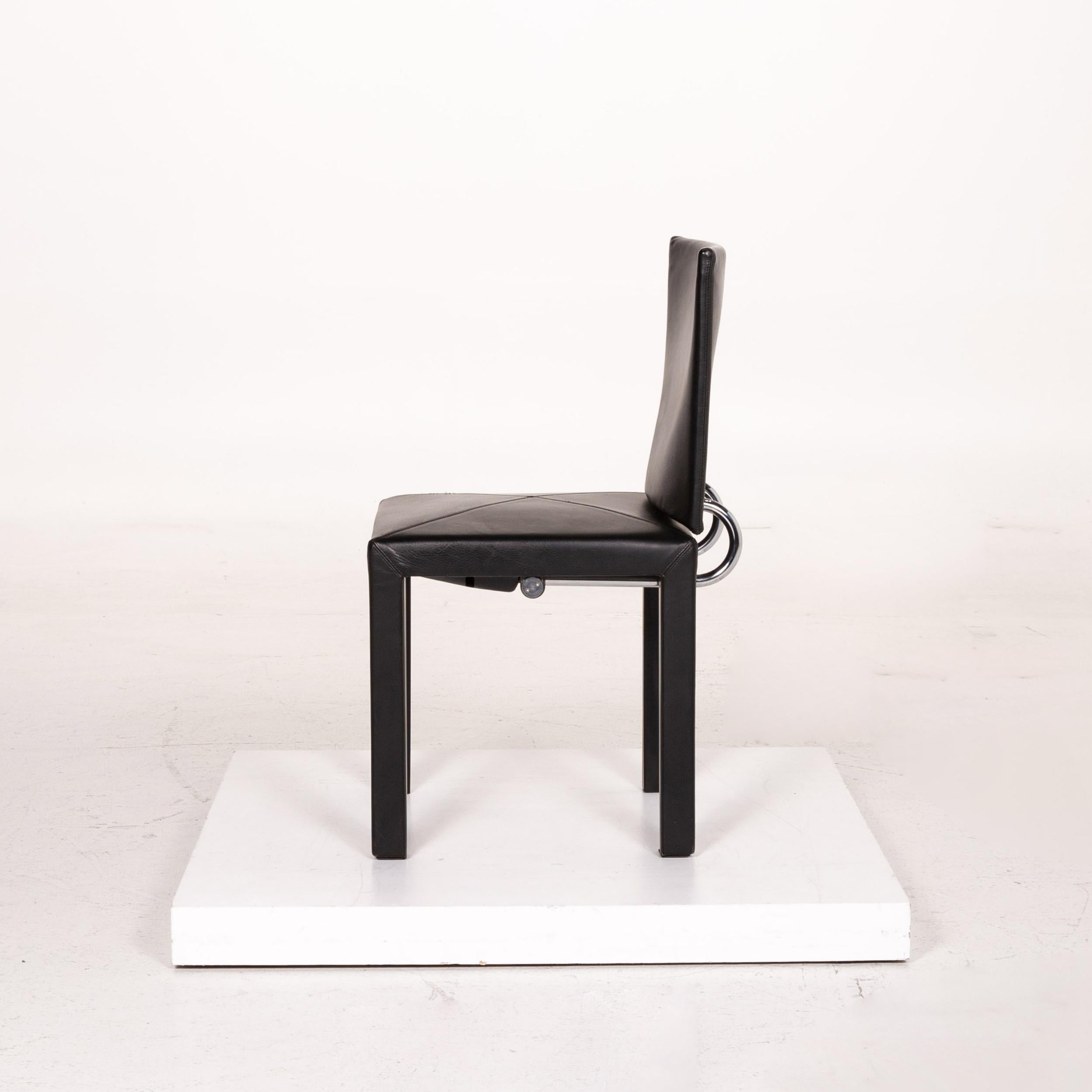 B&B Italia - Chaise en cuir noir en vente 3