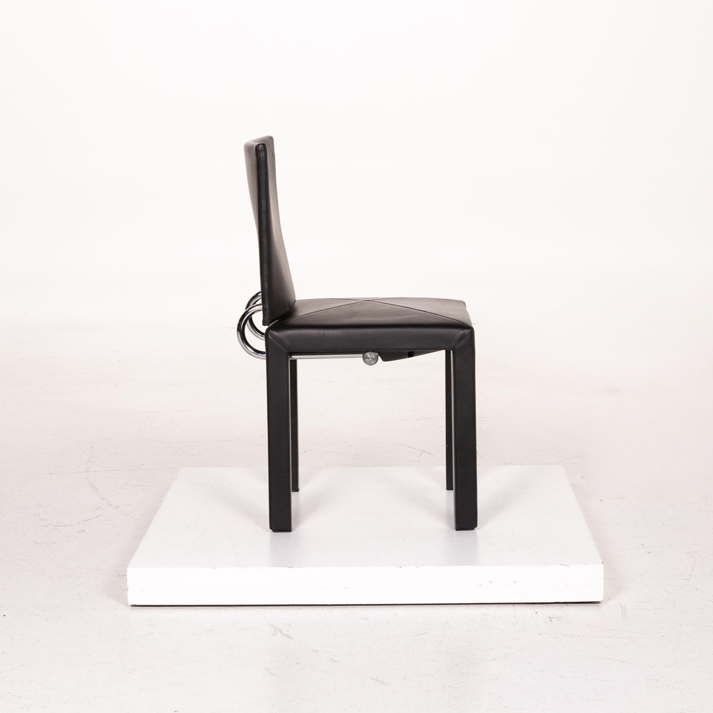 B&B Italia Leather Chair Black For Sale 2