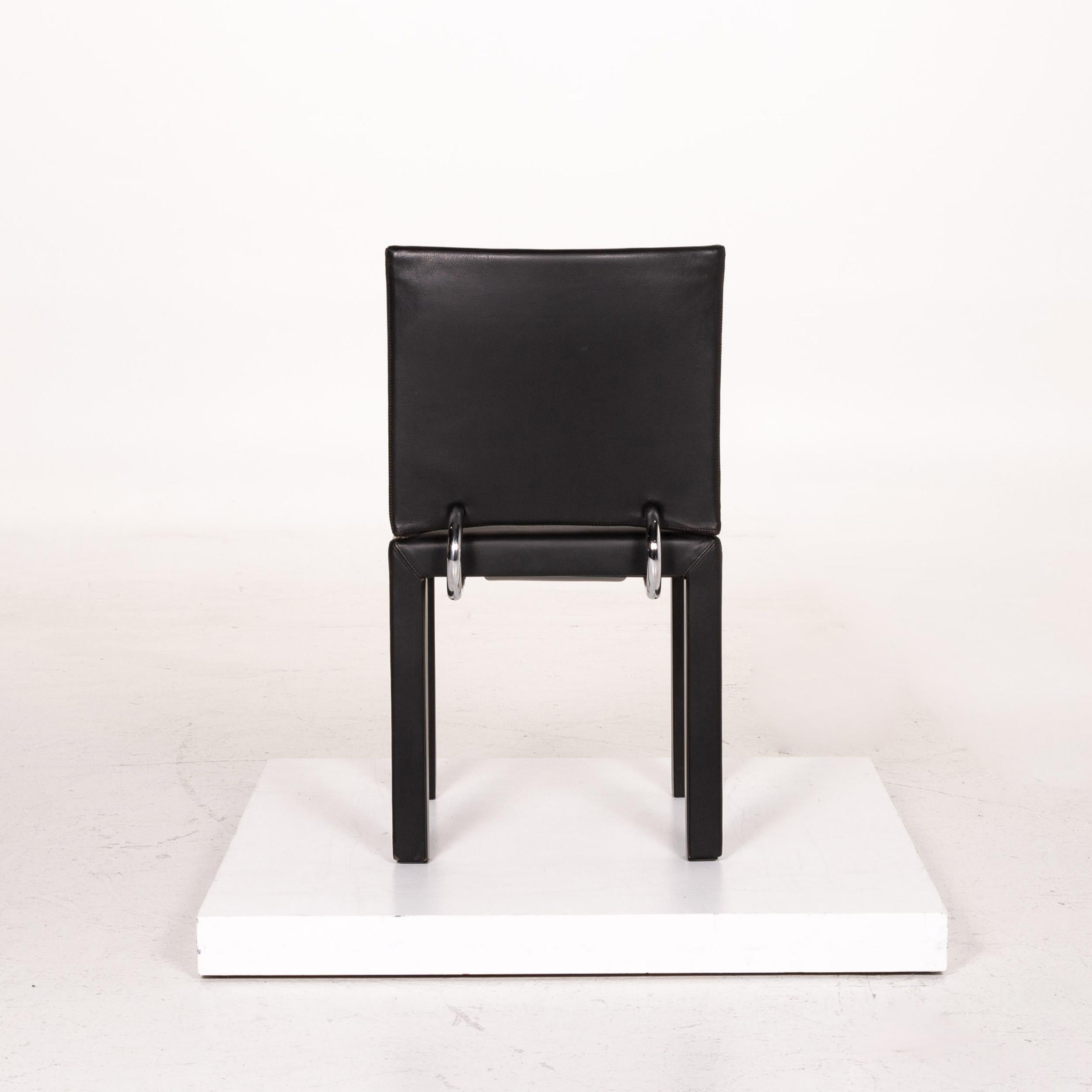B&B Italia Leather Chair Black For Sale 3