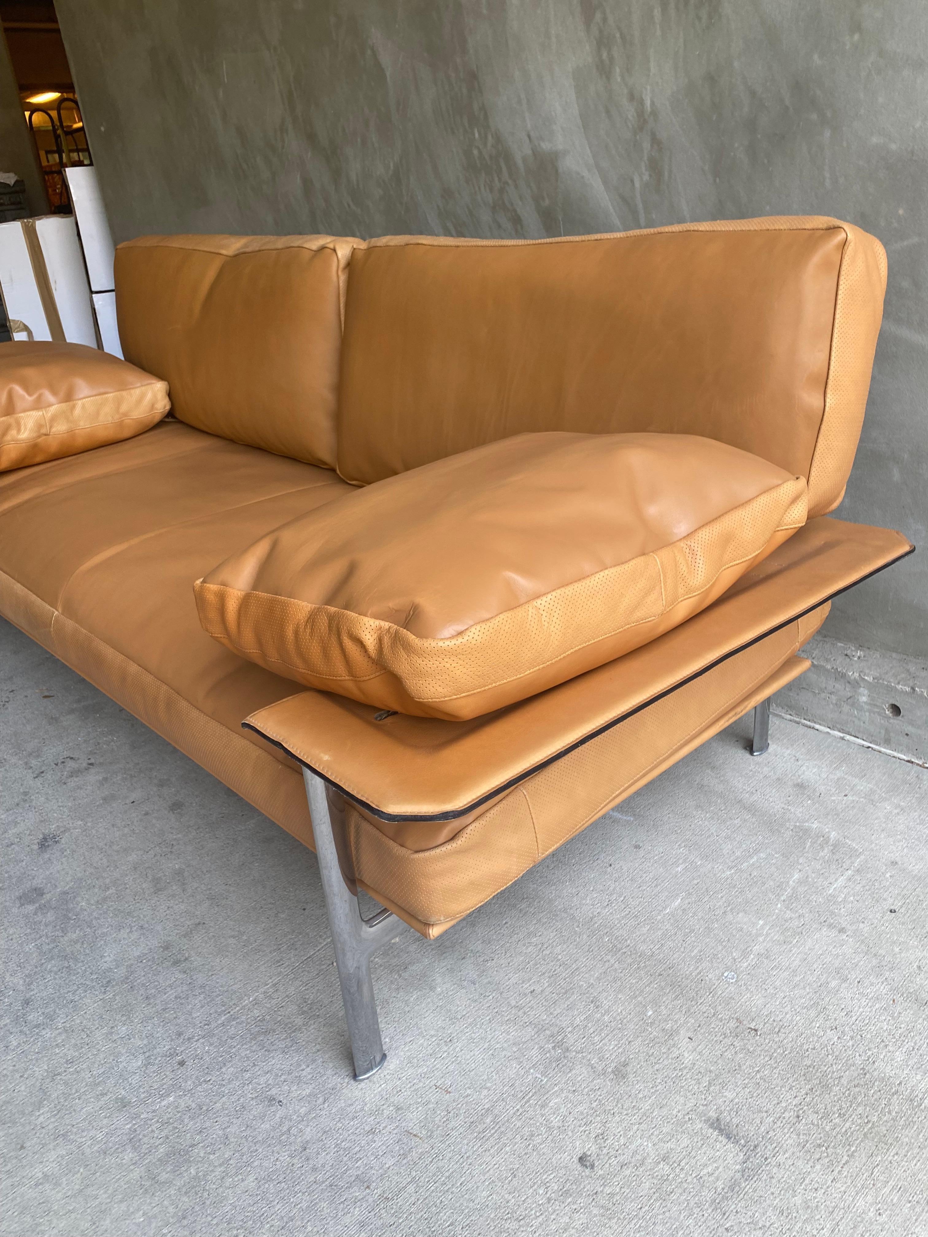 Mid-Century Modern B&B Italia Leather Diesis Sofa, Italy