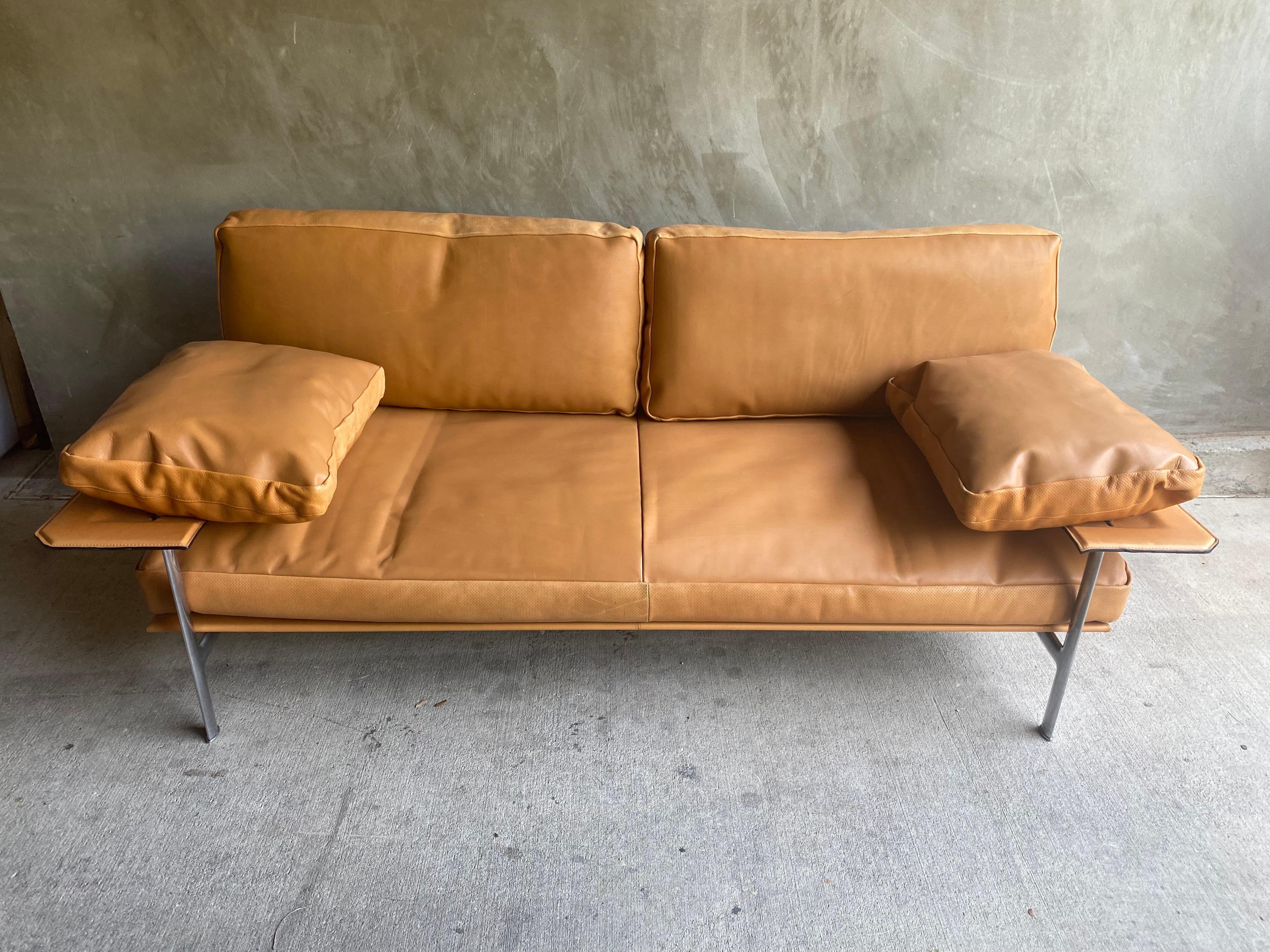 Mid-Century Modern B&B Italia Leather Diesis Sofa, Italy For Sale