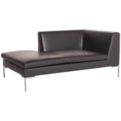 B&B Italia Leather Lounger Anthracite Gray Chaise Longue