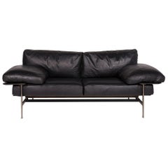 B&B Italia Leather Sofa Black Two-Seat Couch