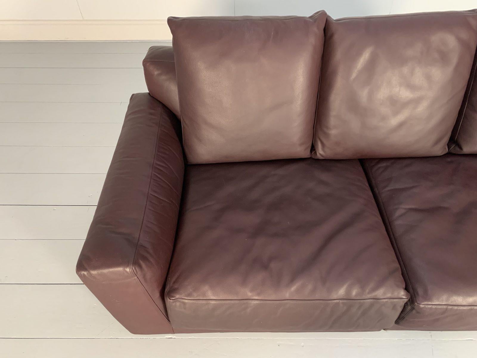 Contemporary B&B Italia “Luis” 3-Seat Chaise-End Sofa in Oxblood Deep Red “Alfa” Leather For Sale