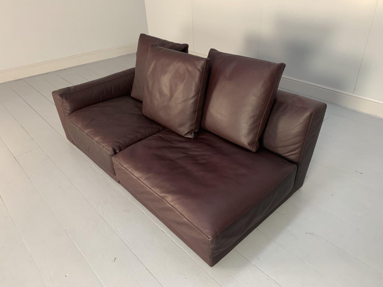 B&B Italia Luis 3-Sitz-Sessel mit Chaise-End aus tiefrotem Alfa-Leder mit Ochsenblut im Zustand „Gut“ im Angebot in Barrowford, GB