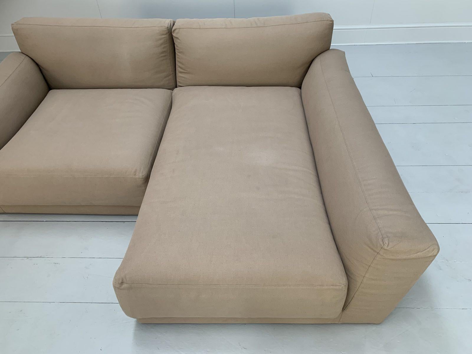 B&B Italia “Luis” 3-Seat Compact L-Shape Sofa – In “Ellade” Linen For Sale 6