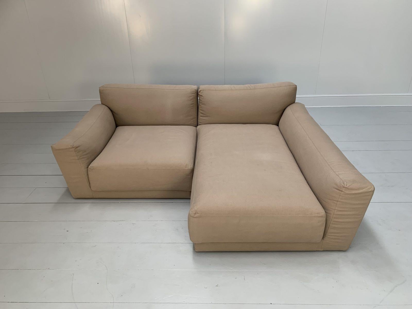 B&B Italia “Luis” 3-Seat Compact L-Shape Sofa – In “Ellade” Linen For Sale 2