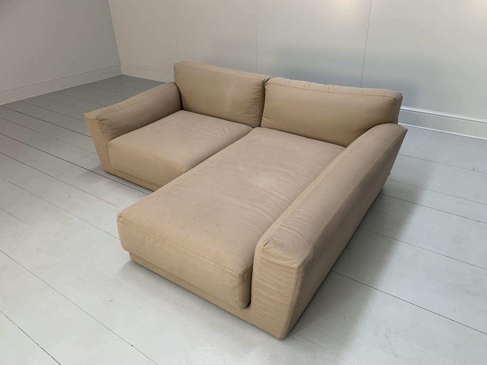B&B Italia “Luis” 3-Seat Compact L-Shape Sofa – In “Ellade” Linen For Sale 4
