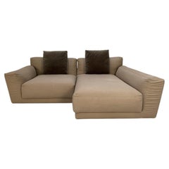 B&B Italia “Luis” 3-Seat Compact L-Shape Sofa – In “Ellade” Linen