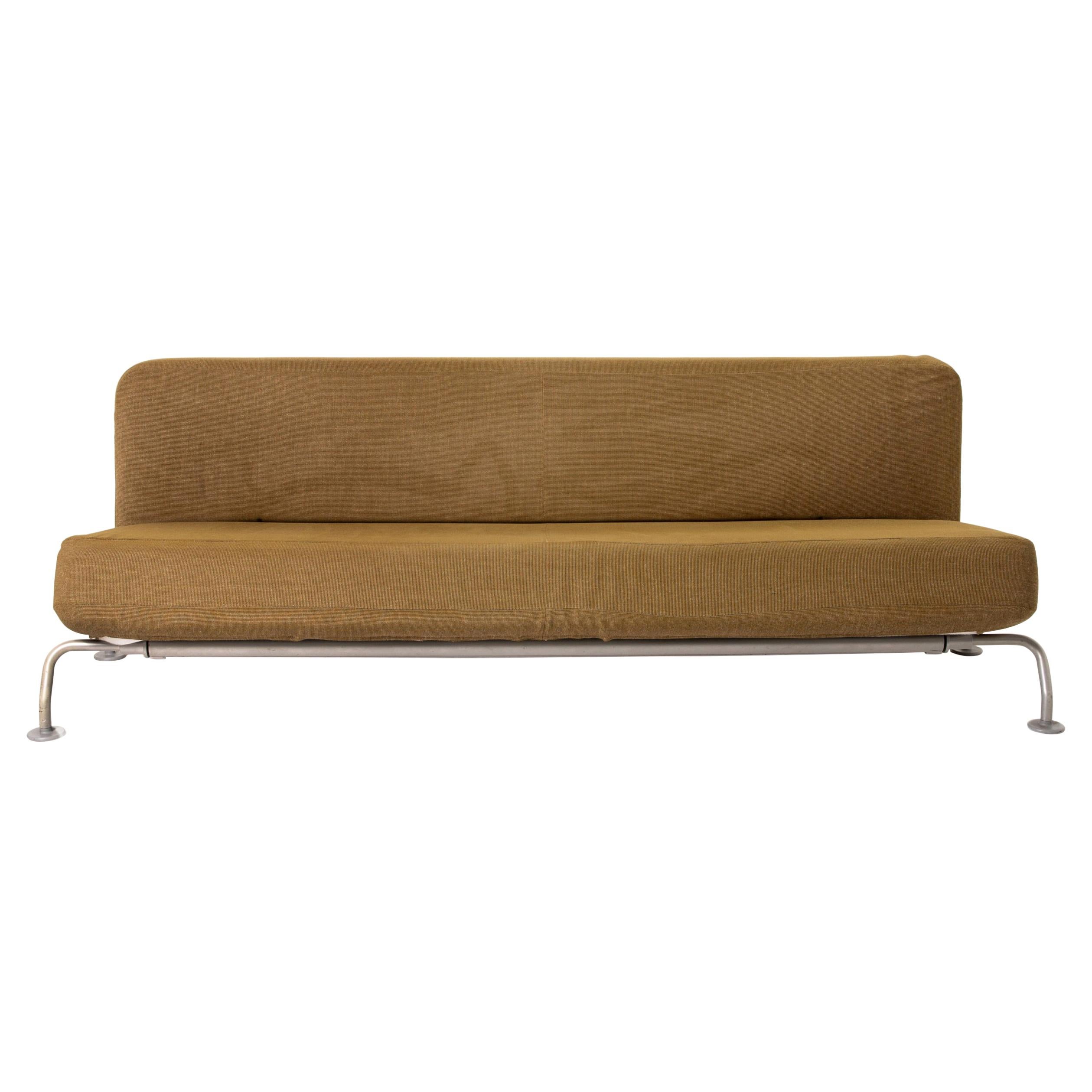 B&B Italia Lunar Fabric Sofa Bed Olive Green Three-Seater Function Sleeping