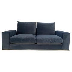 B&B Italia “Marcel” 2.5-Seat Sofa in Blue Velvet