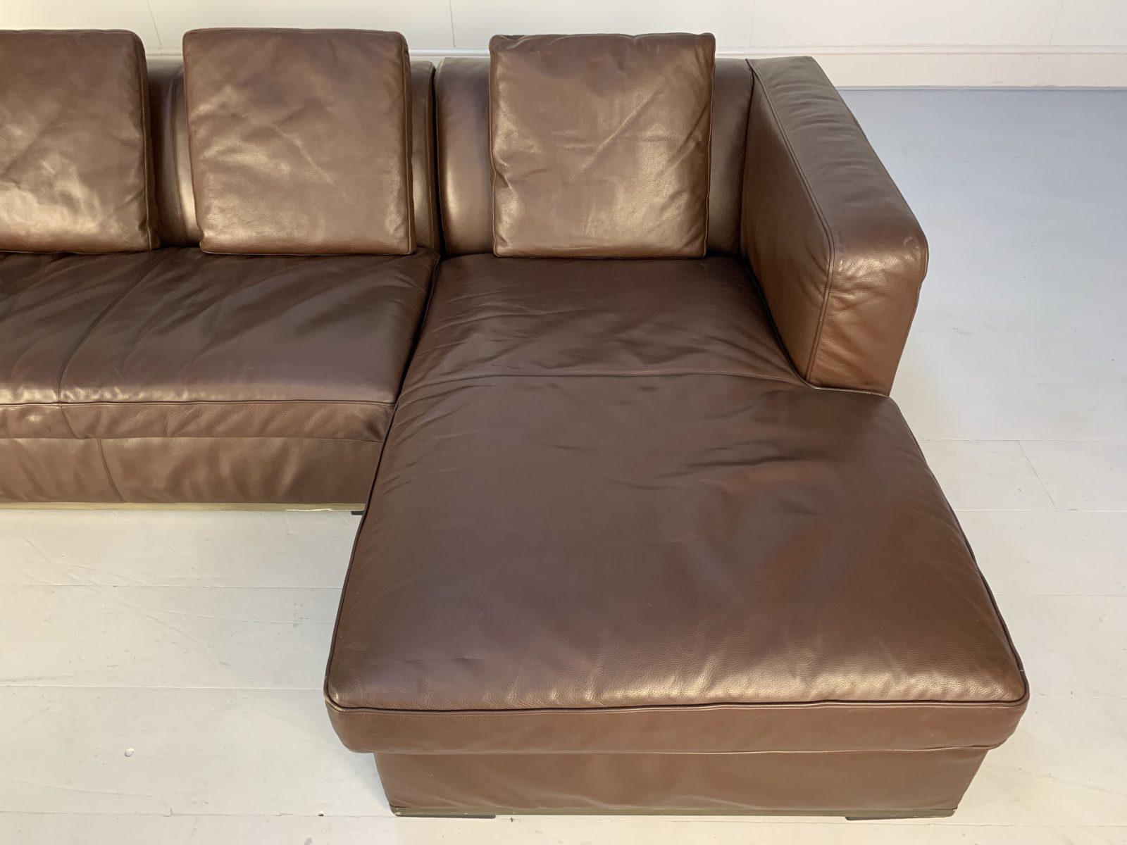 B&B Italia “Maxalto Apta” L-Shape Sofa – in Brown “Gamma” Leather For Sale 2