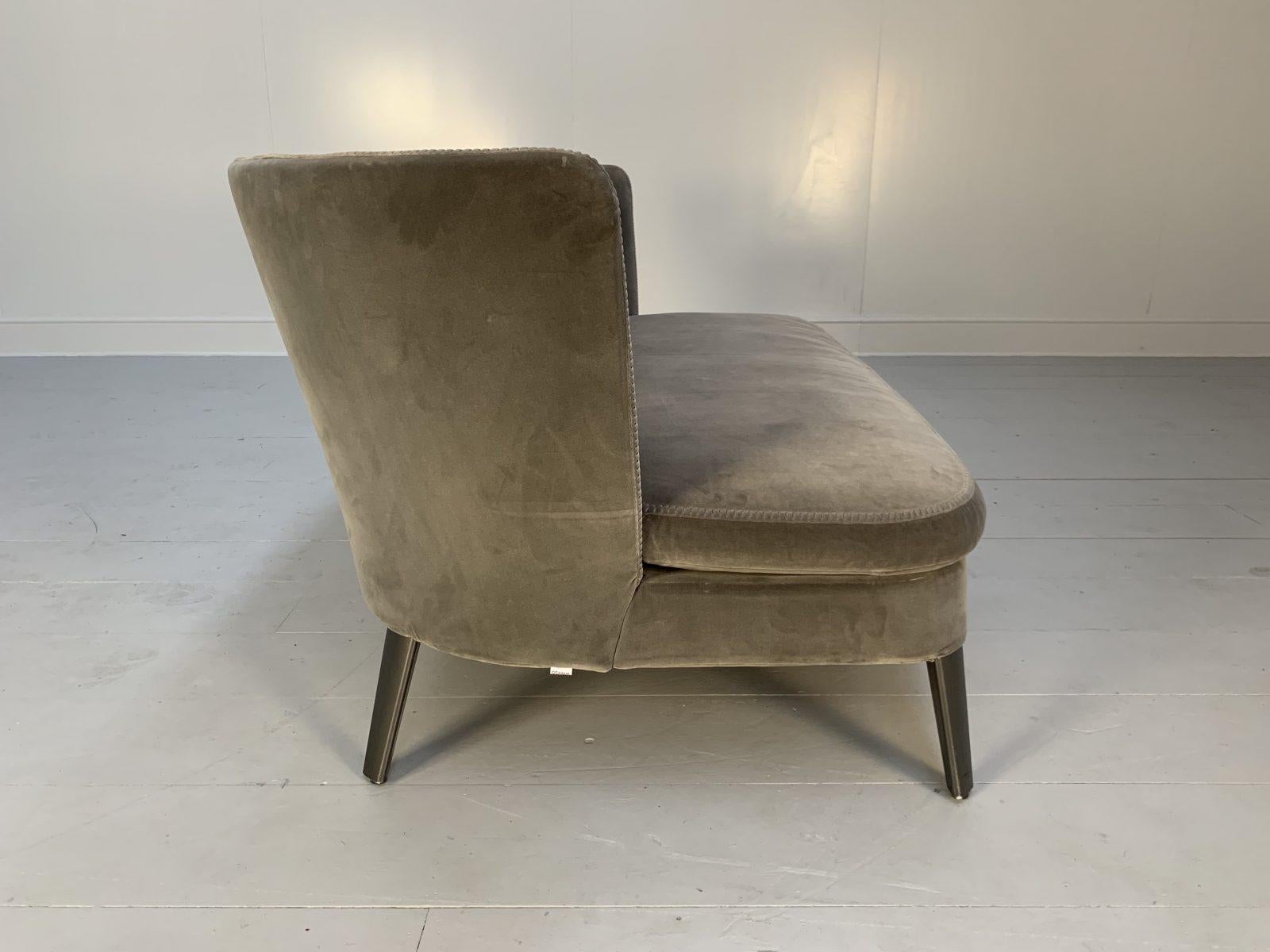 Contemporary B&B Italia “Maxalto Febo” 2.5-Seat Sofa in Grey Velvet