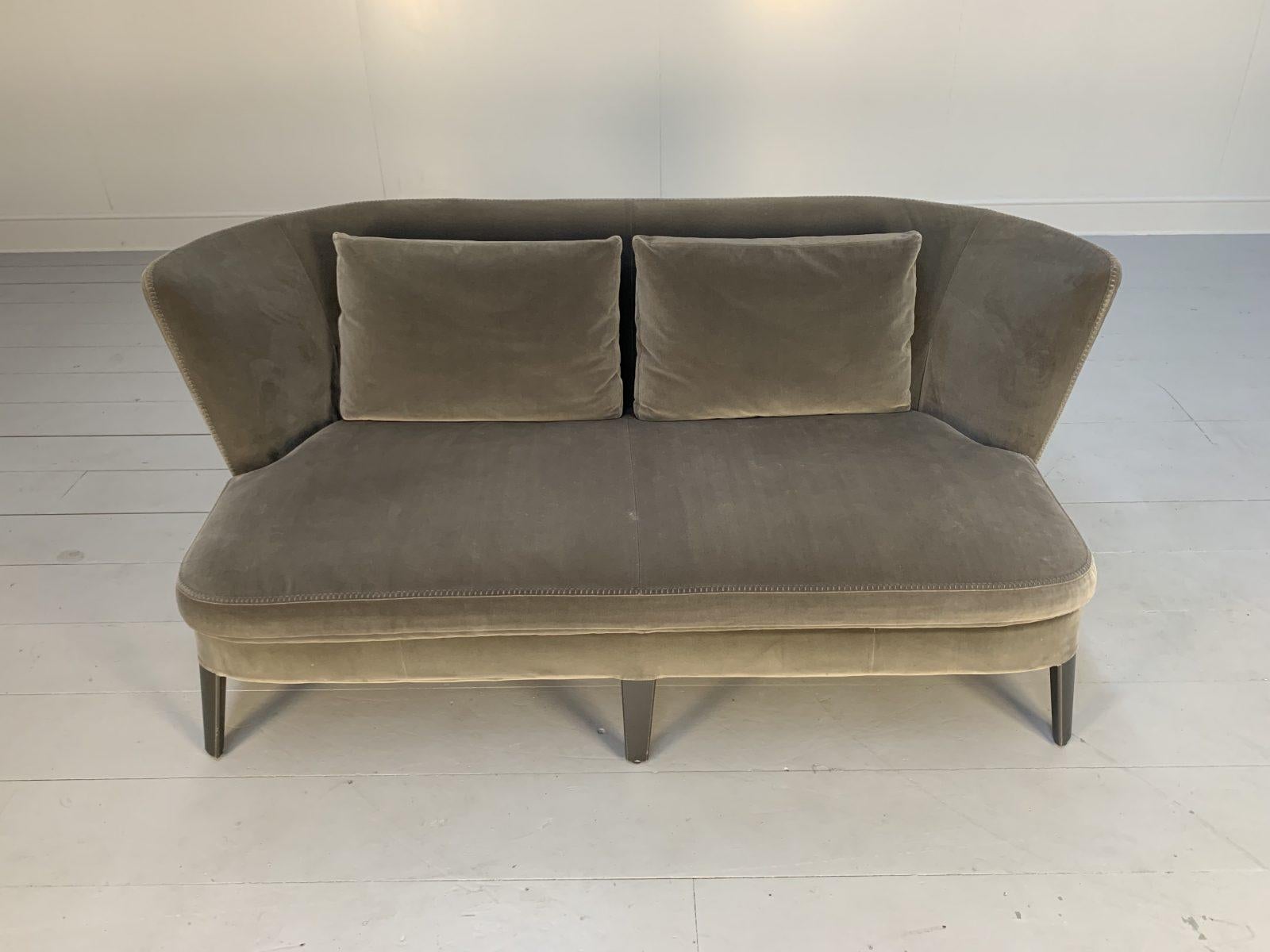 B&B Italia “Maxalto Febo” 2.5-Seat Sofa in Grey Velvet In Good Condition In Barrowford, GB