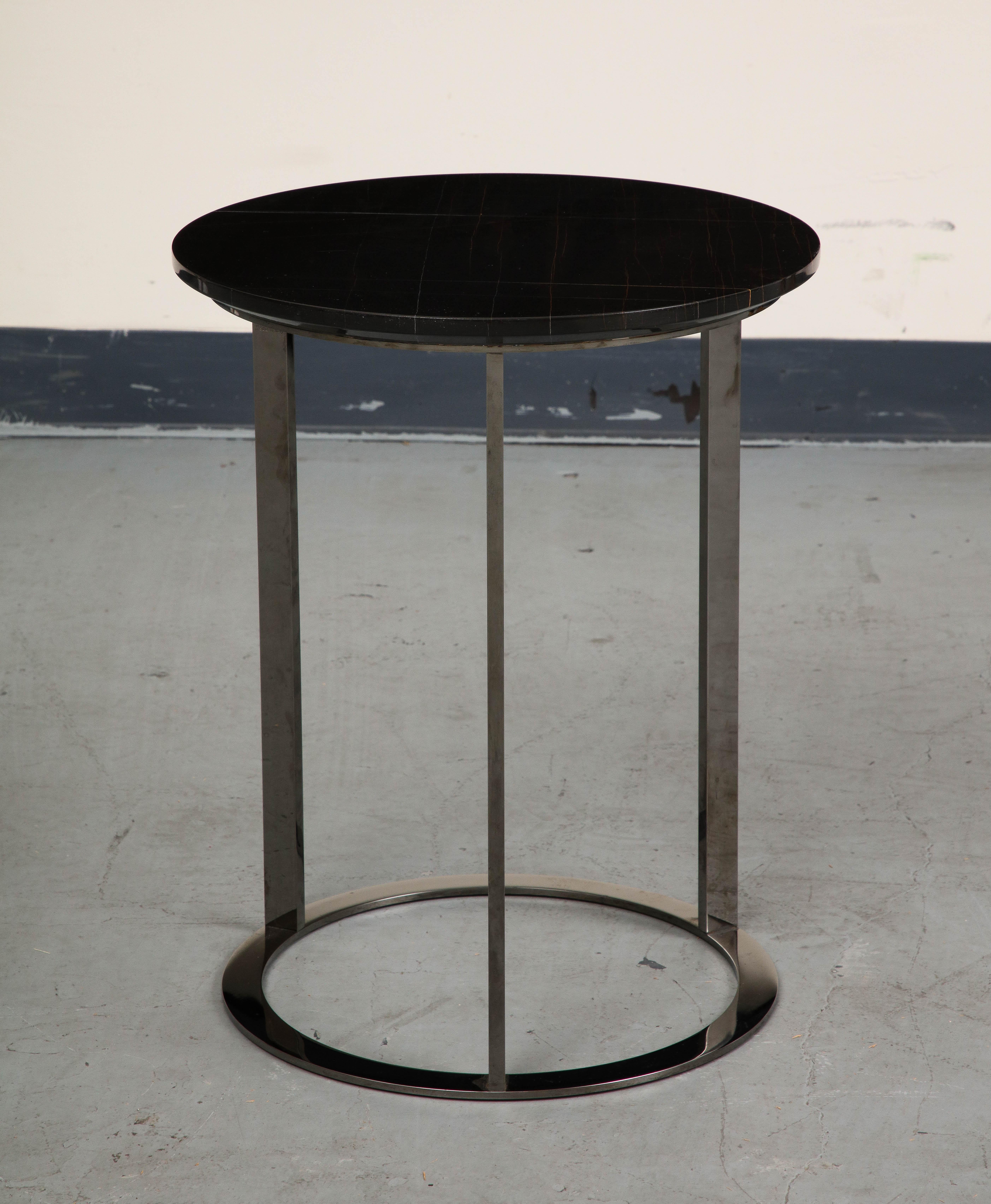 Modern B&B Italia Mera Black Marble and Chromed Steel Small Side Table  For Sale
