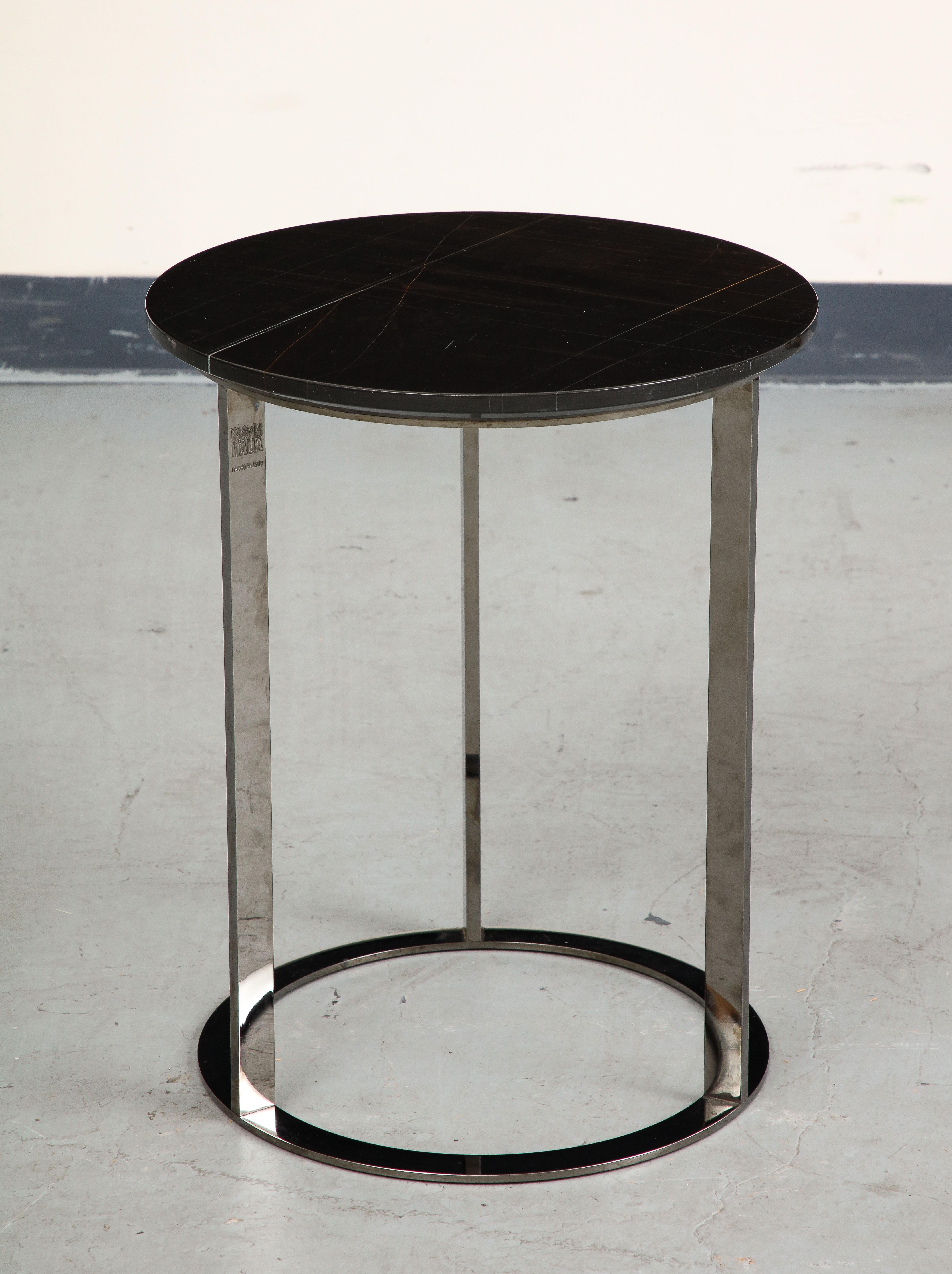 B&B Italia Mera Black Marble and Chromed Steel Small Side Table  In Good Condition For Sale In Chicago, IL