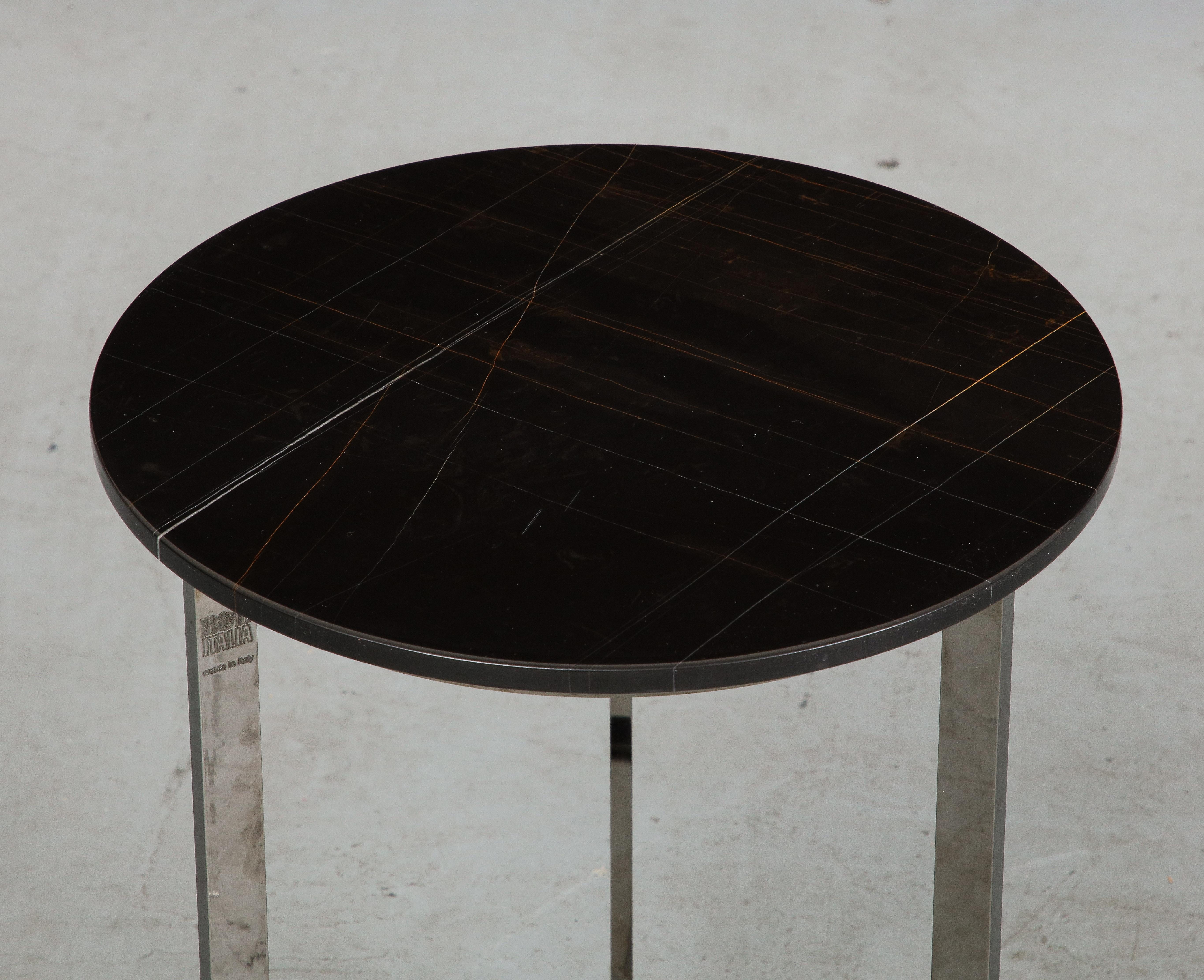 Contemporary B&B Italia Mera Black Marble and Chromed Steel Small Side Table  For Sale