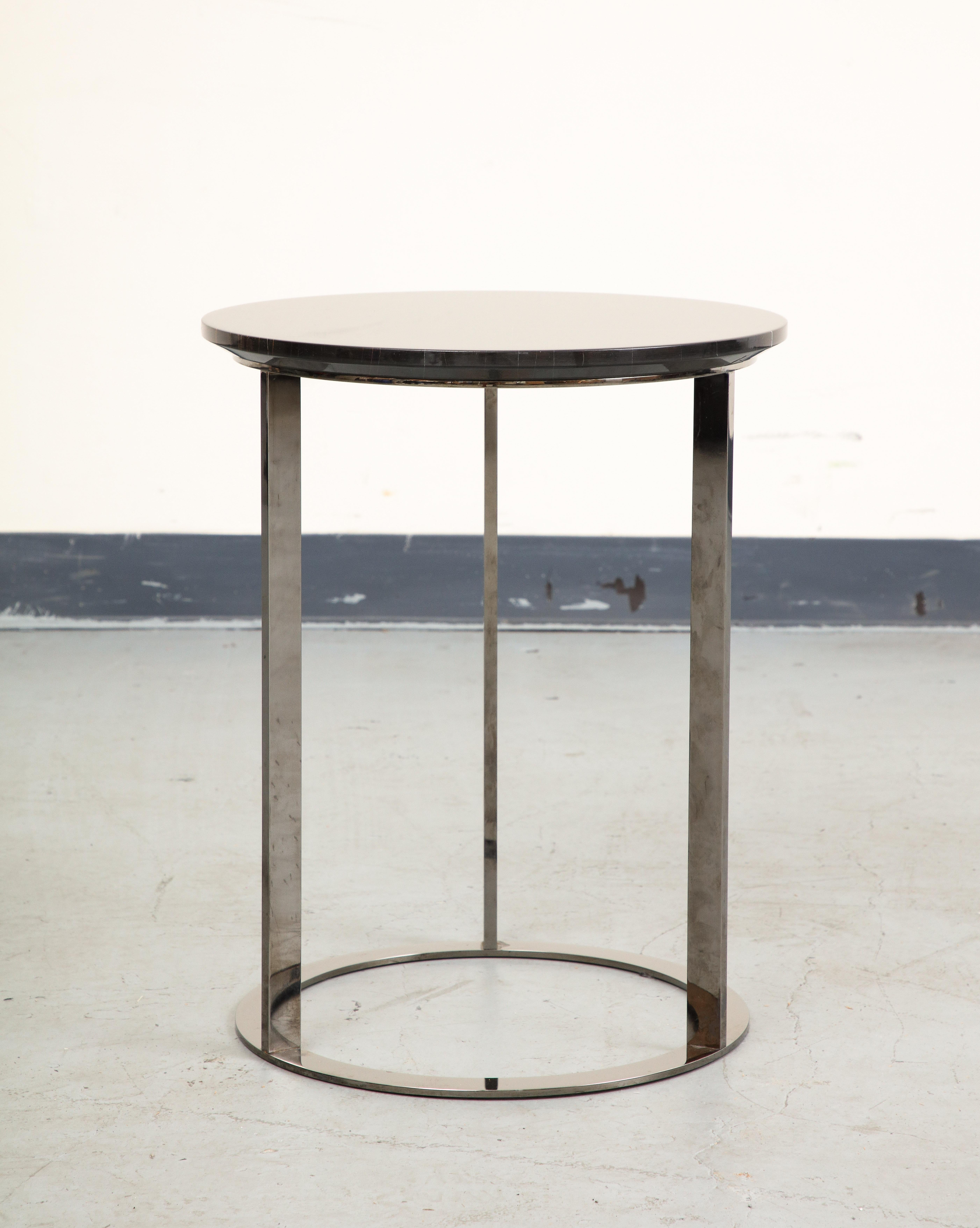 B&B Italia Mera Black Marble and Chromed Steel Small Side Table  For Sale 2