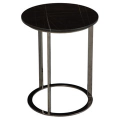 B&B Italia Mera Black Marble and Chromed Steel Small Side Table 