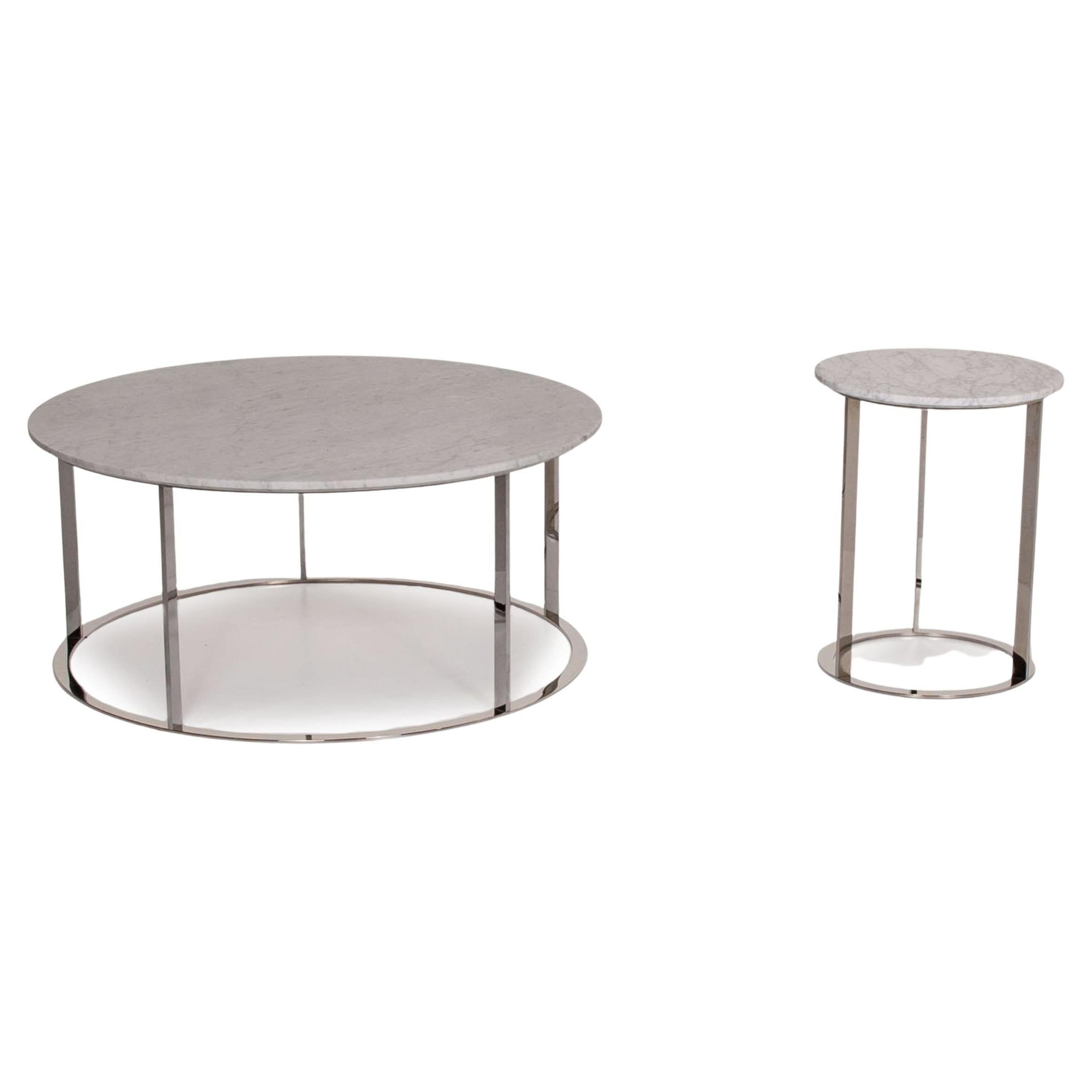 B&B Italia Mera Marble Table Set White 2x Coffee Table For Sale