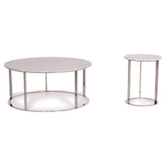 b&b italia mera B&B Italia Mera Marble Table Set White Coffee Table Metal