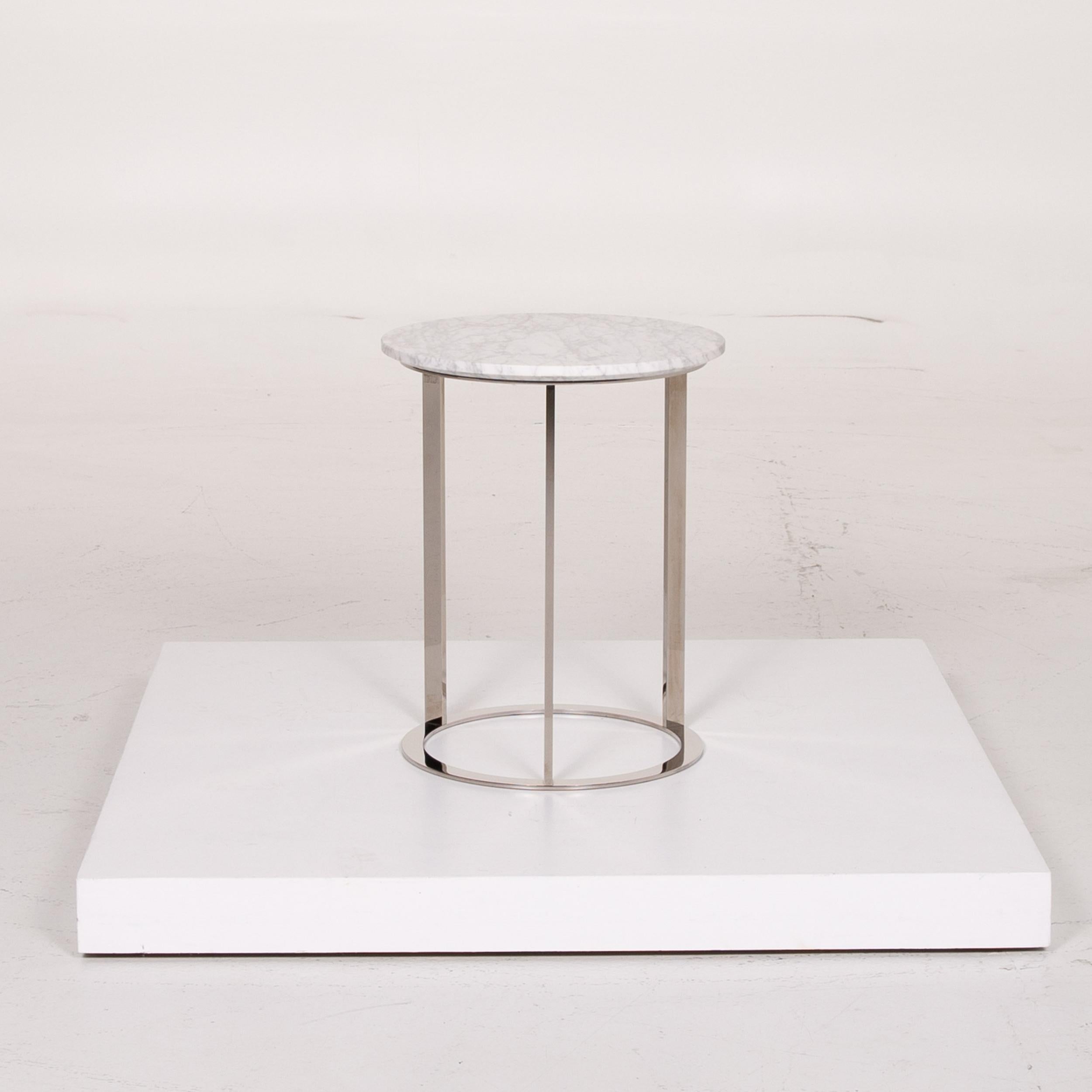 Contemporary B&B Italia Mera Marble Table White Coffee Table Metal