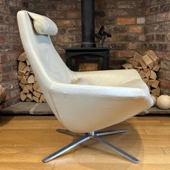 B&B Italia Metropolitan Leather Swivel Chair and Ottoman.